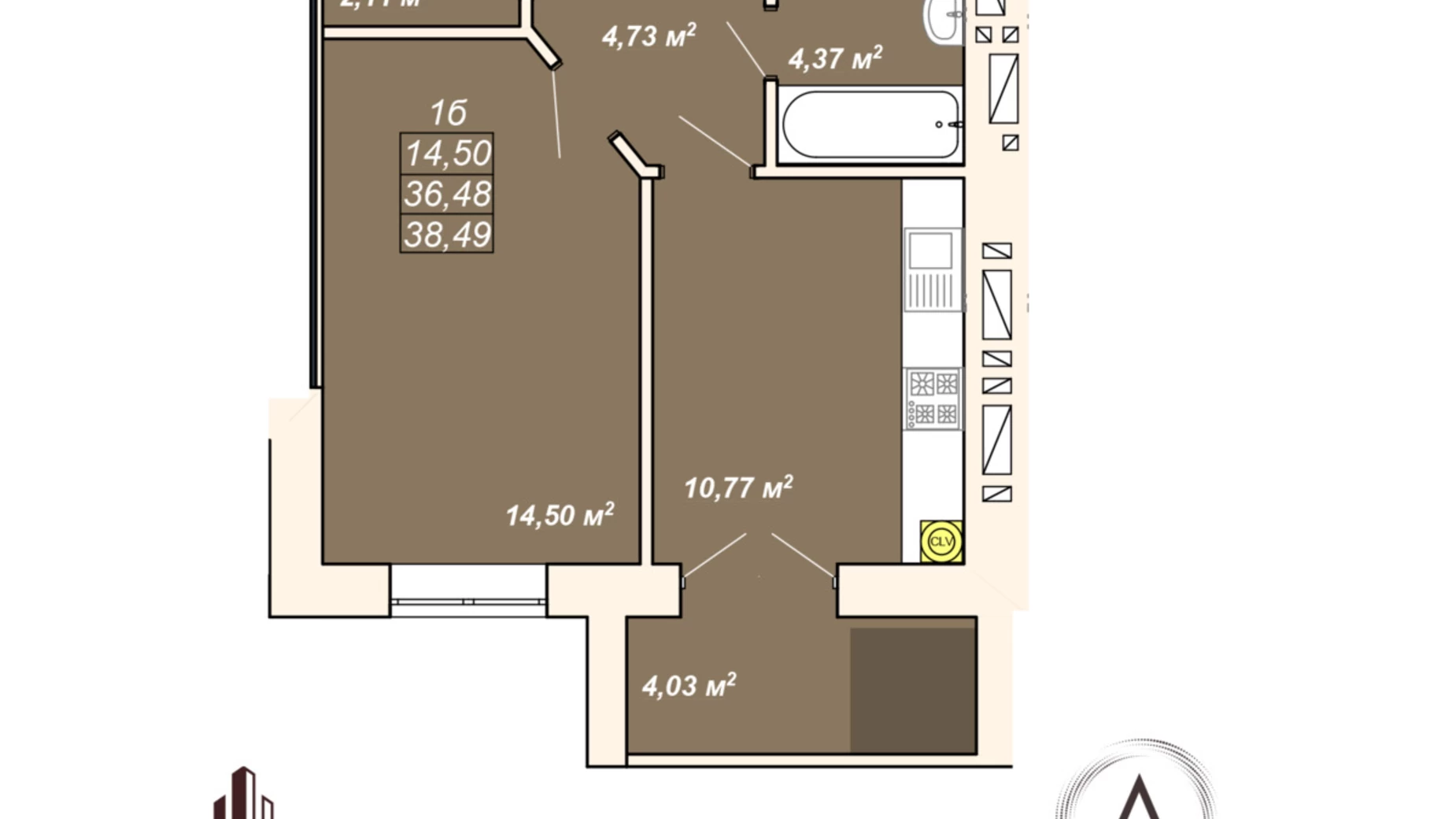 Продается 1-комнатная квартира 38 кв. м в Ивано-Франковске, ул. Ленкавского, 22