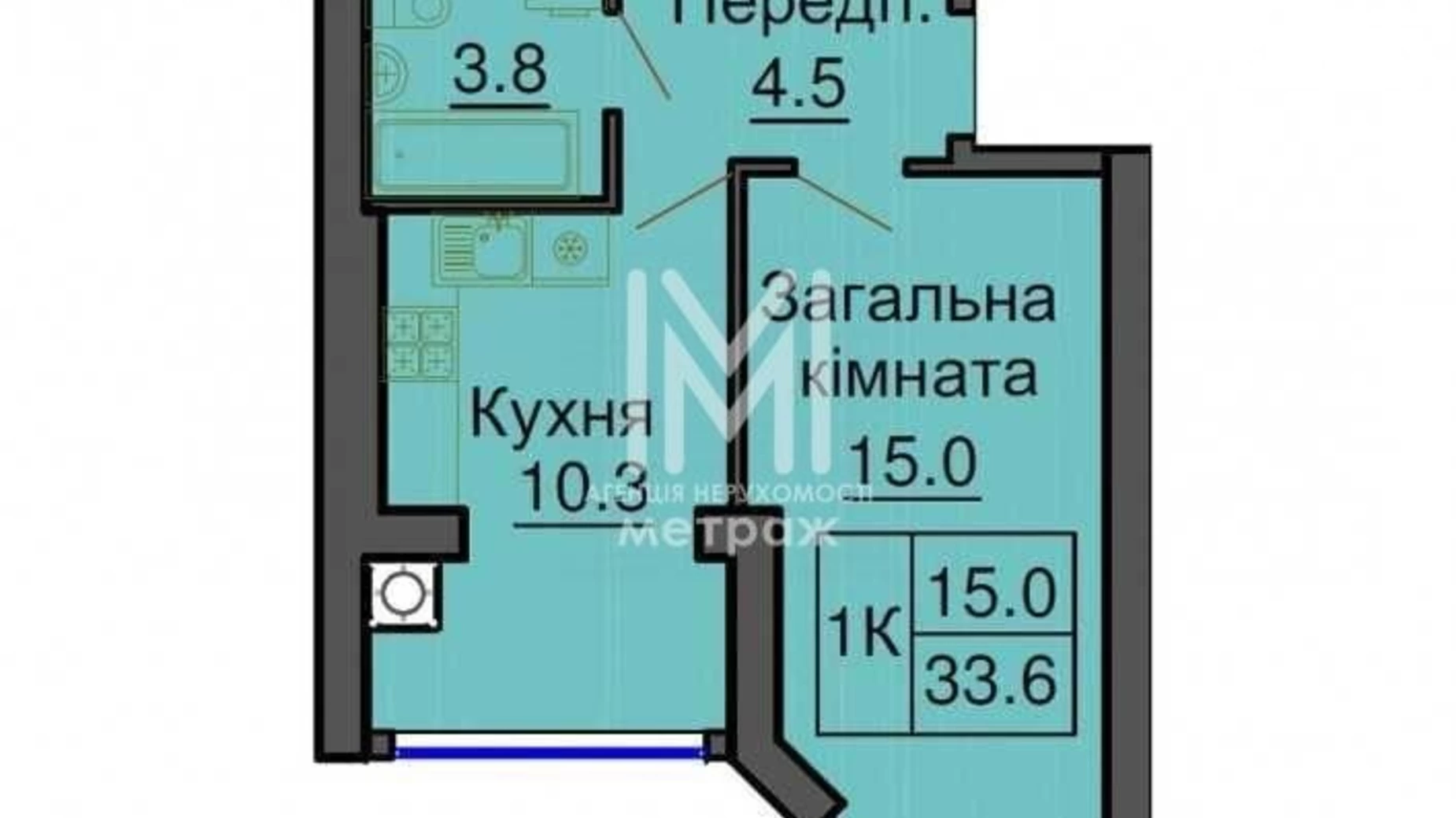 Продається 1-кімнатна квартира 33.6 кв. м у Новосілках, вул. Миру, 10 - фото 2