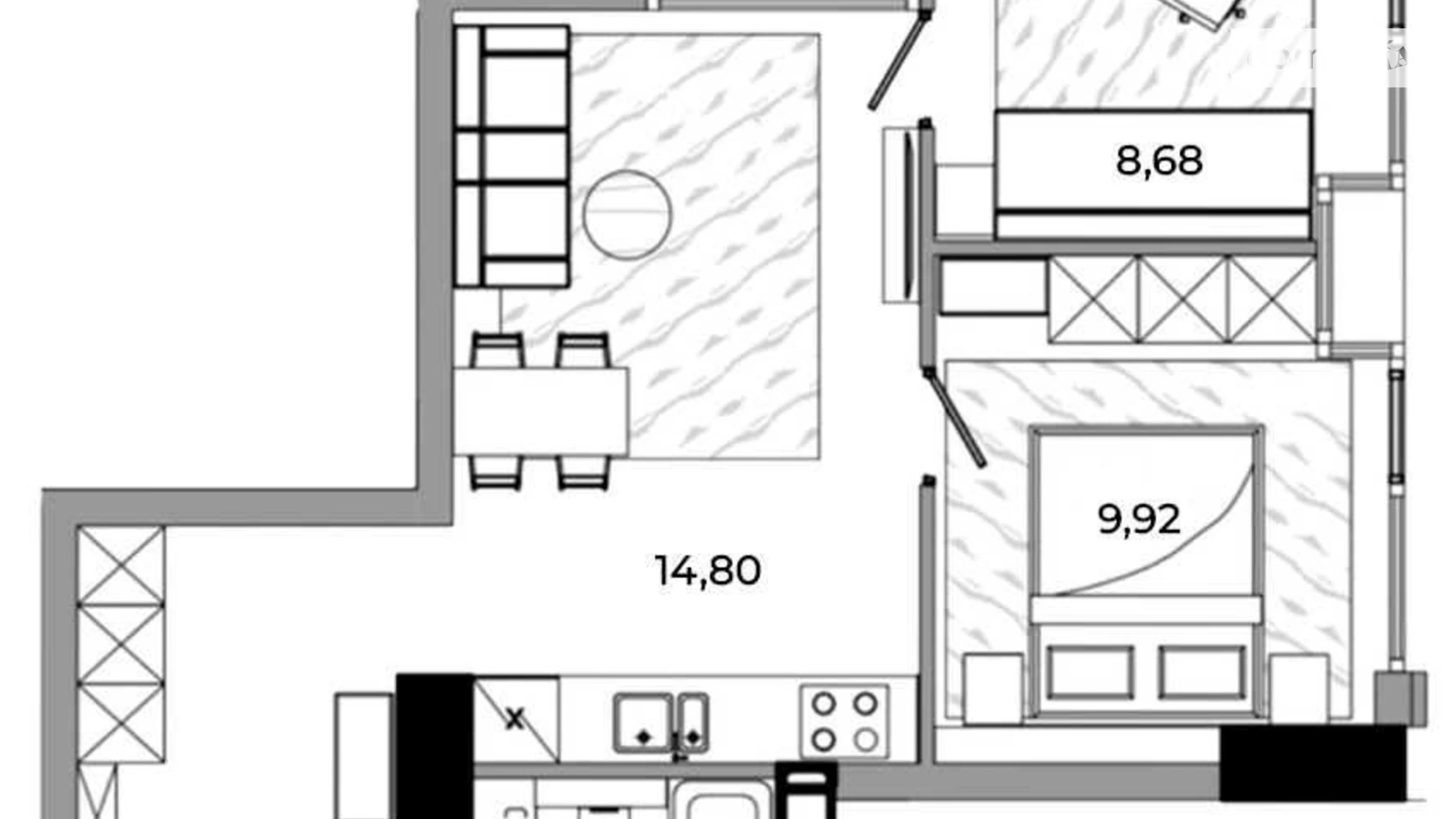 Продається 2-кімнатна квартира 51.4 кв. м у Дніпрі, вул. Набережна Перемоги, 128