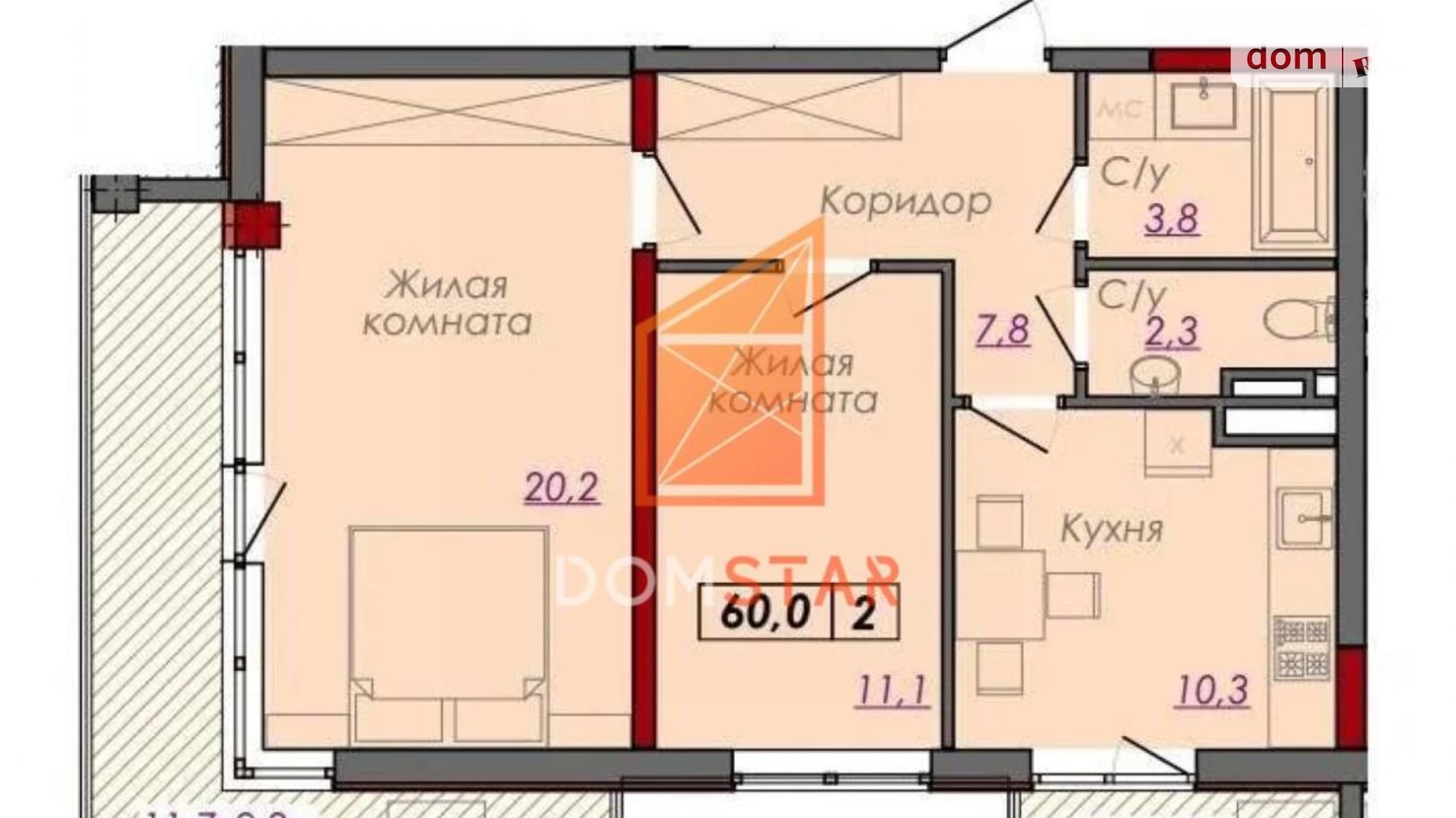 Продается 2-комнатная квартира 61 кв. м в Одессе, пер. Компасный, 1А