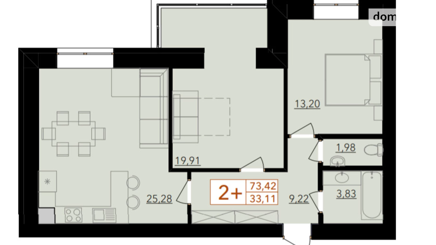 Продается 2-комнатная квартира 73.42 кв. м в Хмельницком, ул. Тернопольская, undefined