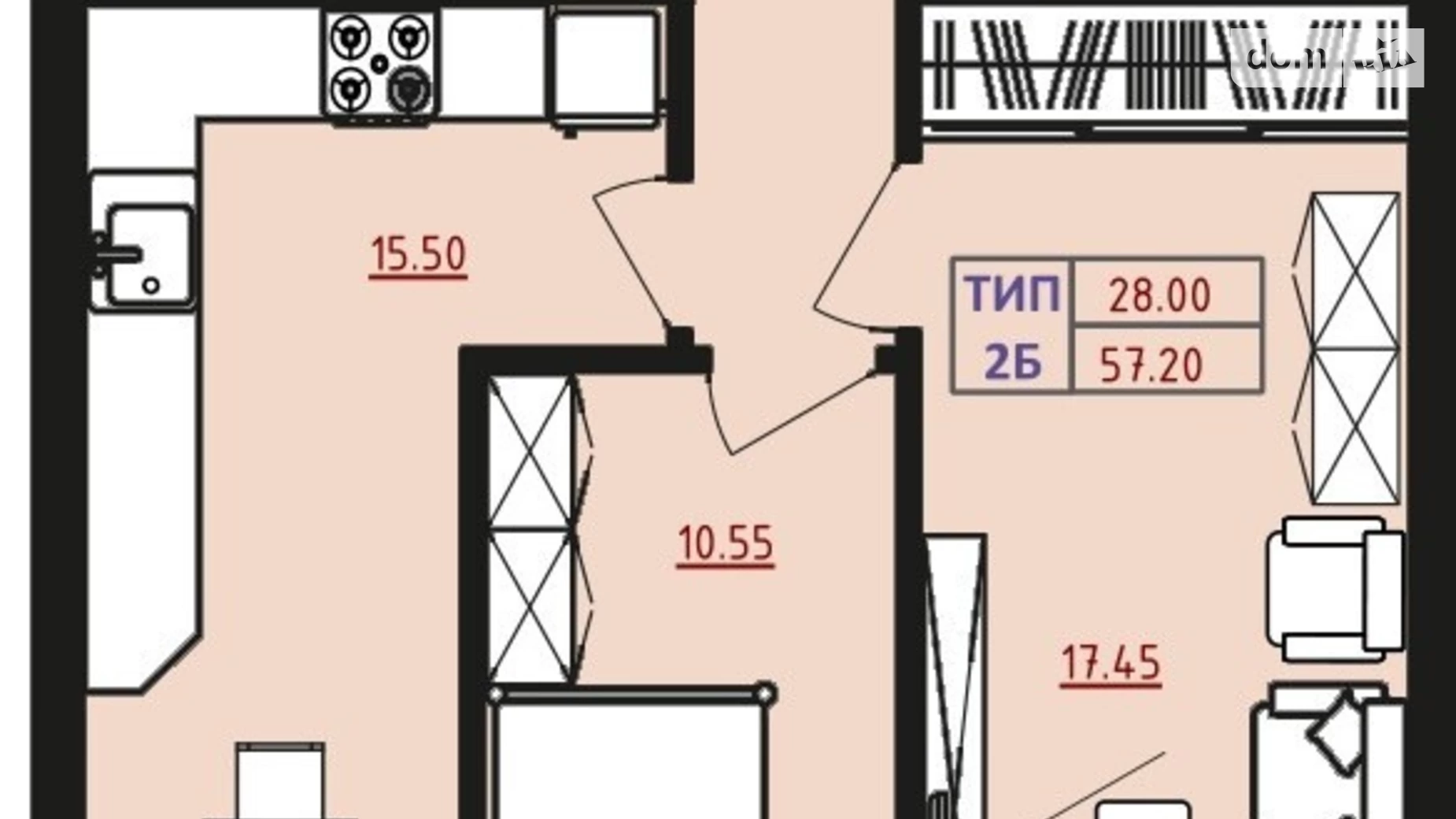 Продается 2-комнатная квартира 57.2 кв. м в Одессе, ул. Марсельская