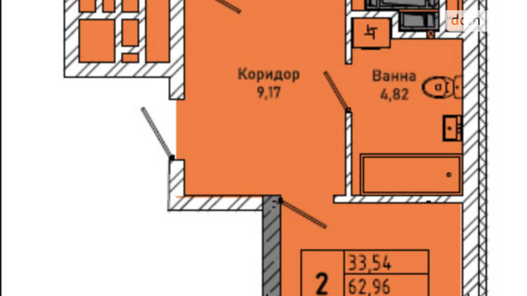 Продається 2-кімнатна квартира 64.59 кв. м у Львові, вул. Миколайчука