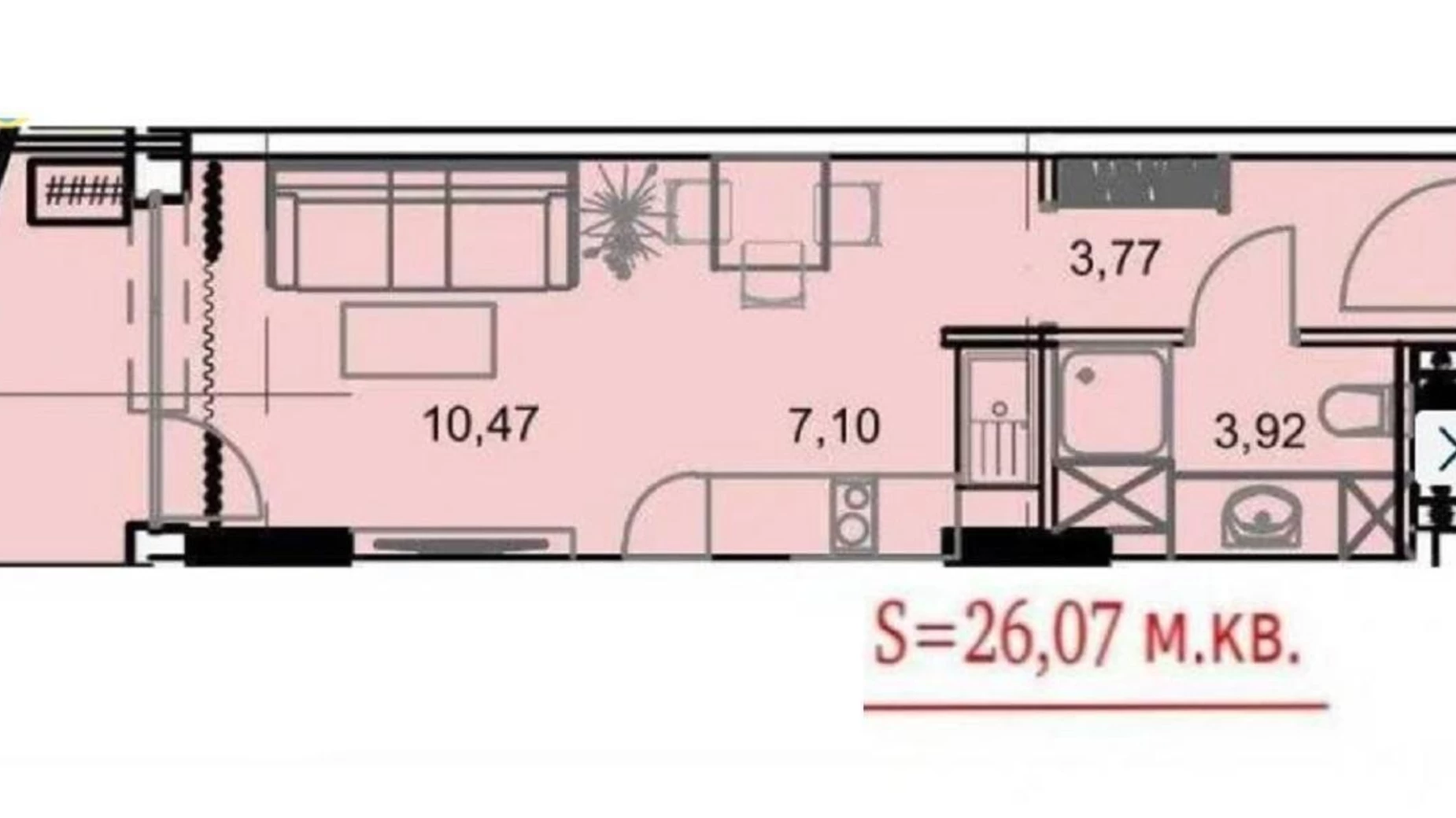 Продается 1-комнатная квартира 26 кв. м в Одессе, плато Гагаринское, 5/1