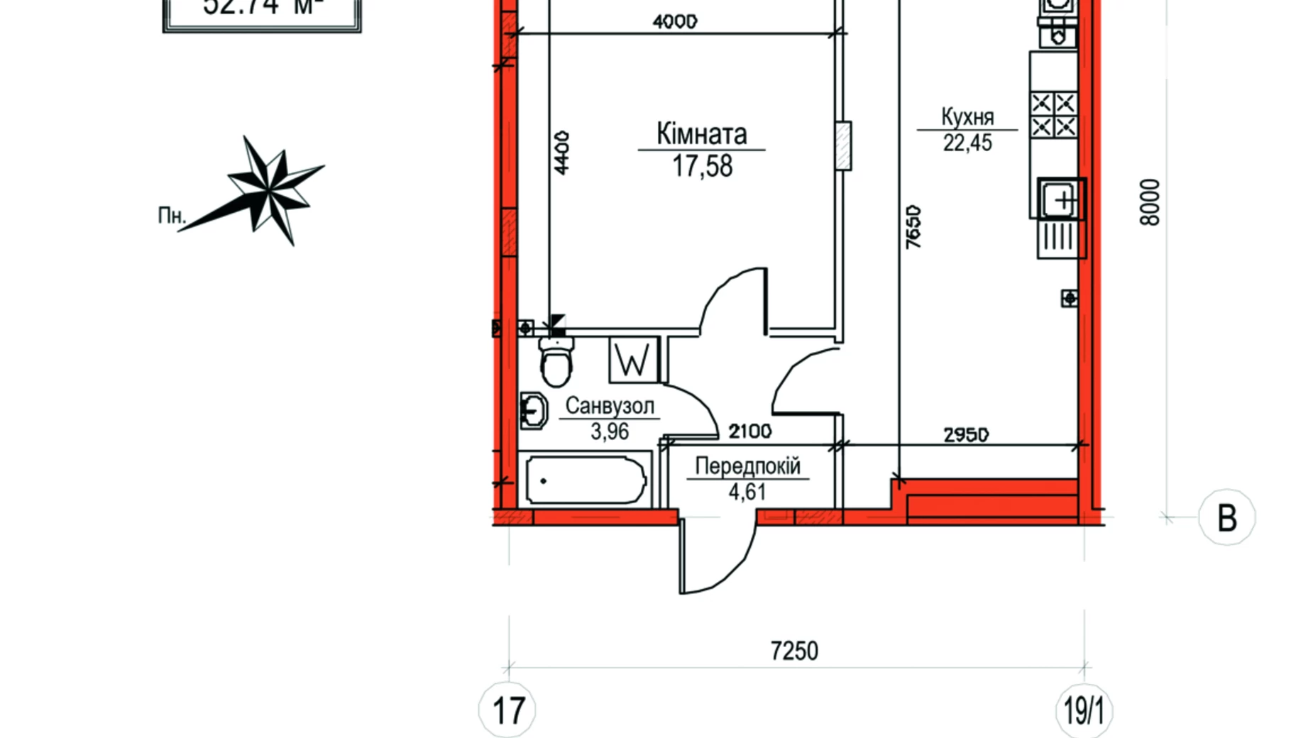 Продается 1-комнатная квартира 52.74 кв. м в Крюковщине, ул. Одесская, 23