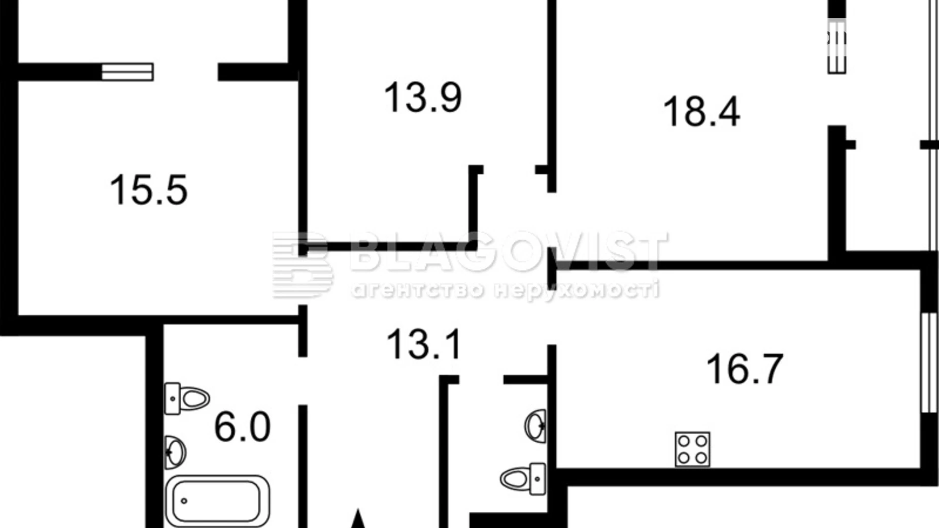 Продается 3-комнатная квартира 93.4 кв. м в Киеве, пер. Приборный, 10