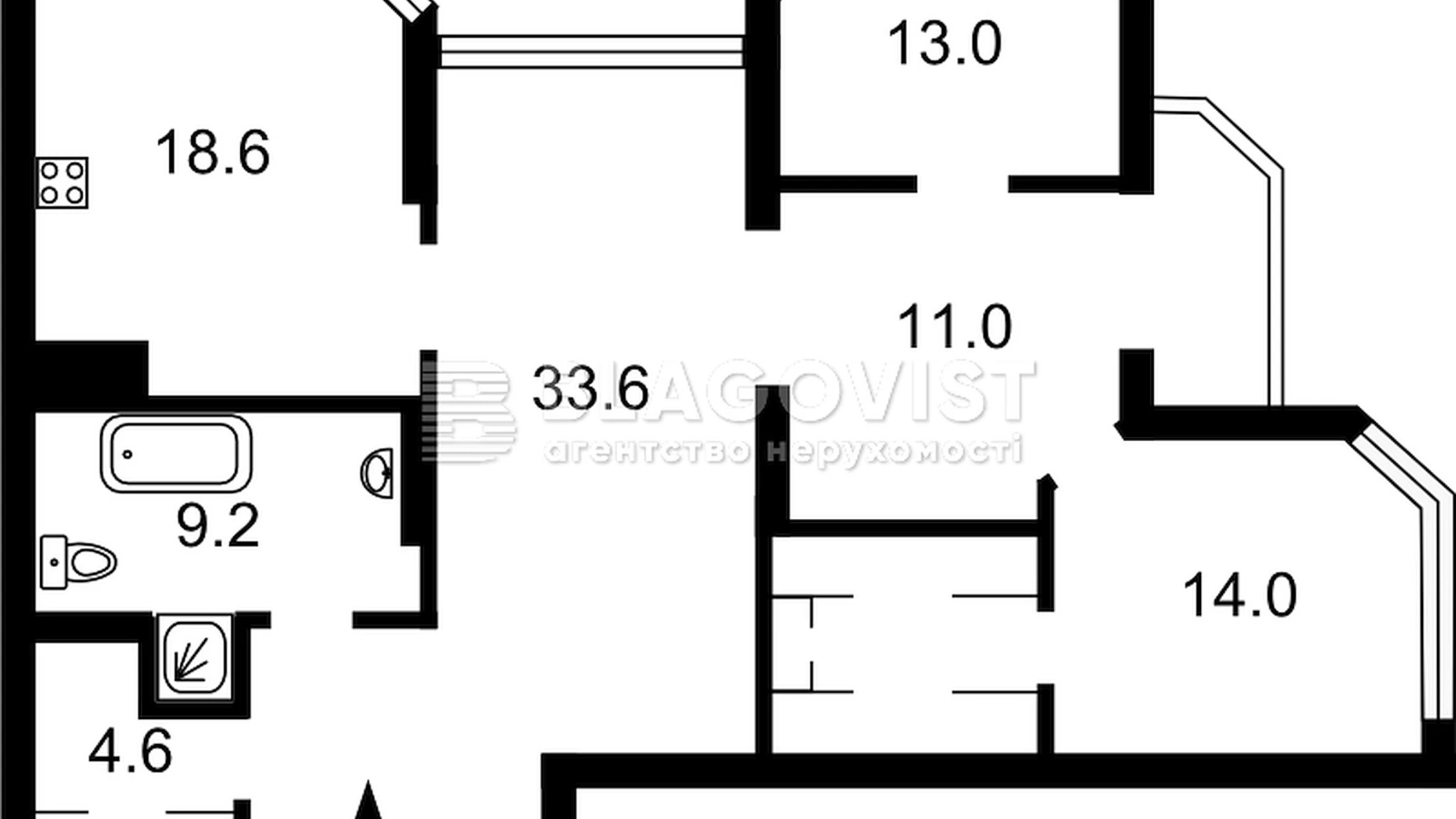 Продается 2-комнатная квартира 110 кв. м в Киеве, ул. Коновальца Евгения, 34А