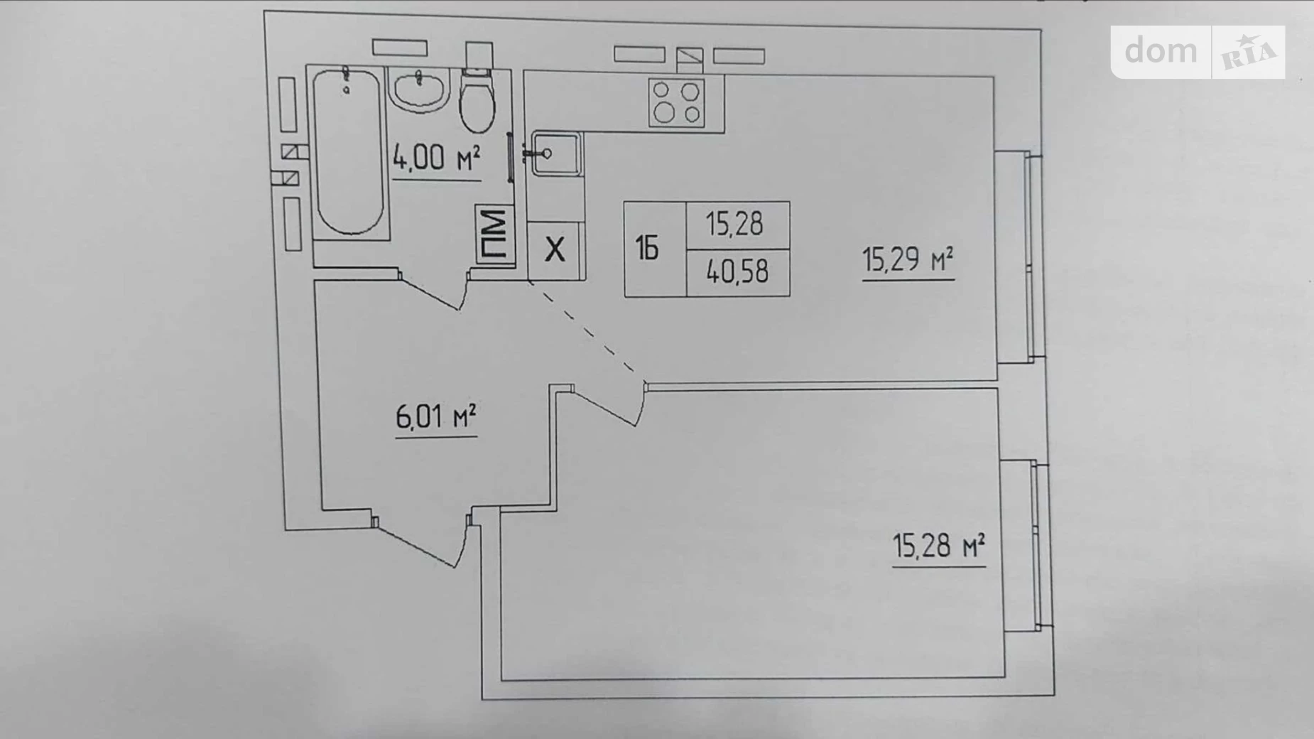 Продається 1-кімнатна квартира 40.58 кв. м у Рівному, вул. Григорія Сковороди