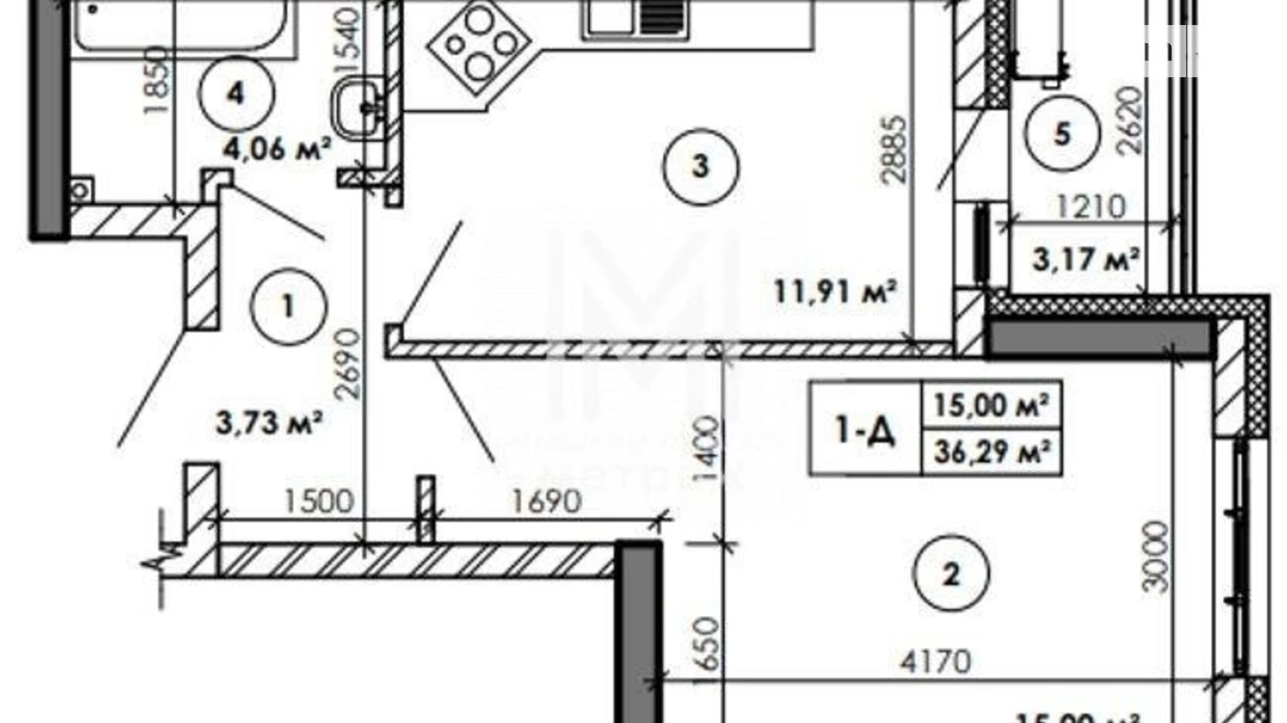 Продається 1-кімнатна квартира 36 кв. м у Києві, вул. Сортувальна, 7