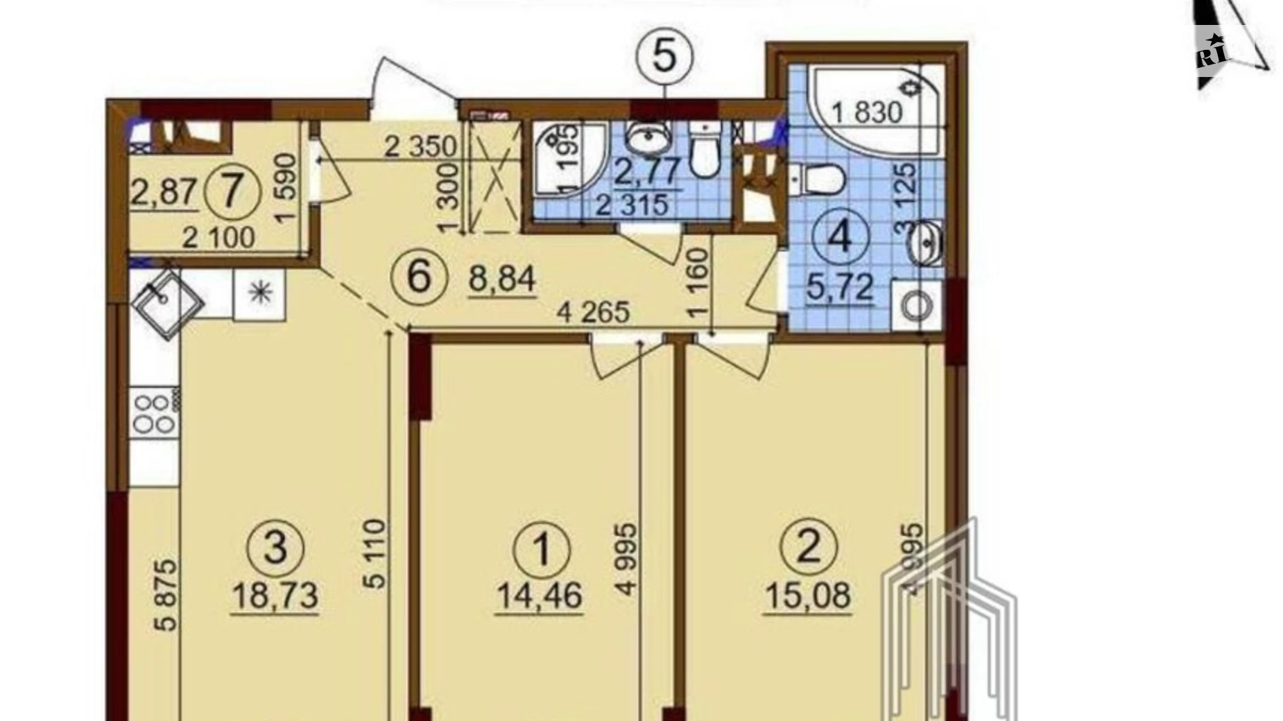 Продається 2-кімнатна квартира 69 кв. м у Києві, просп. Правди, 45А