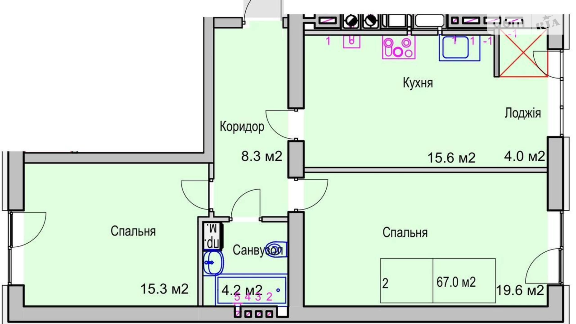 Продається 2-кімнатна квартира 67 кв. м у Рівному, вул. Чорновола В'ячеслава