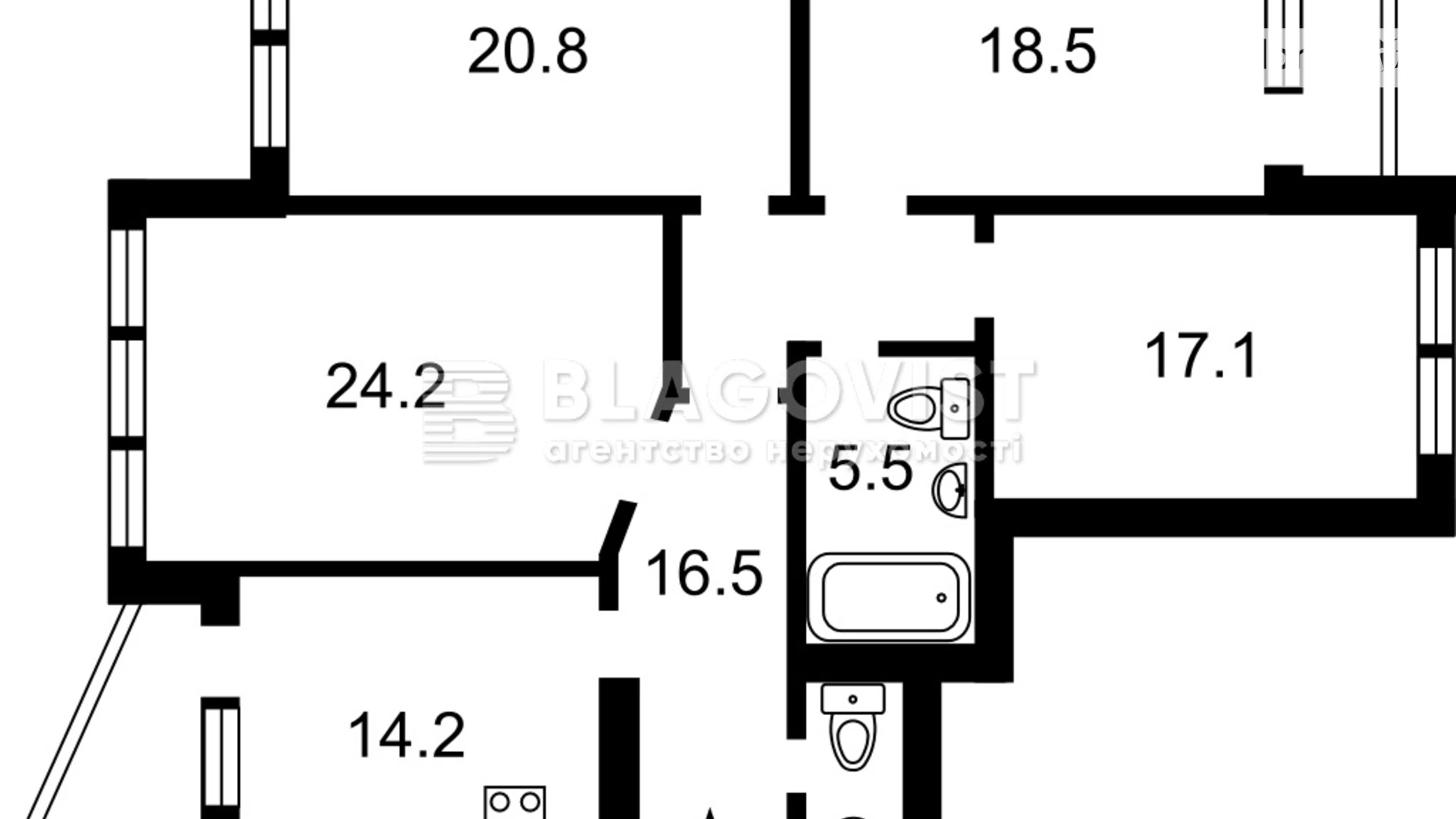 Продается 4-комнатная квартира 124 кв. м в Киеве, просп. Николая  Бажана, 12