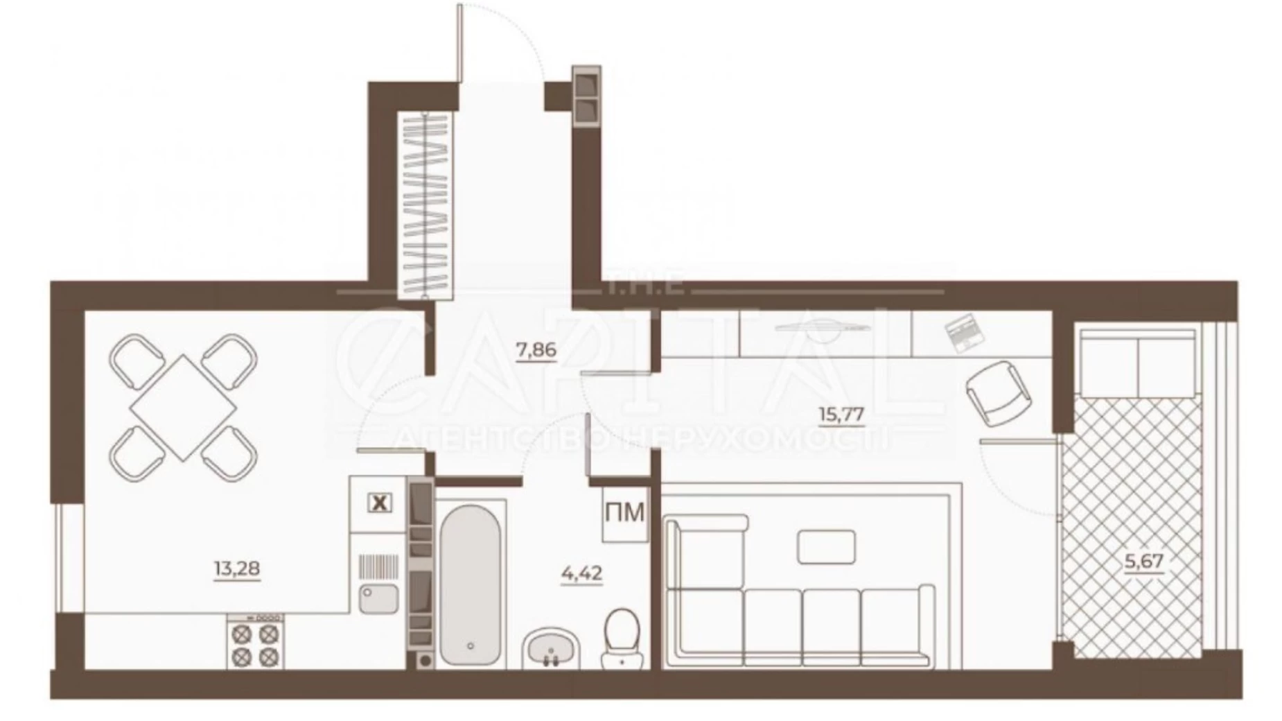 Продается 1-комнатная квартира 46.99 кв. м в Киеве, ул. Николая Юнкерова, 37