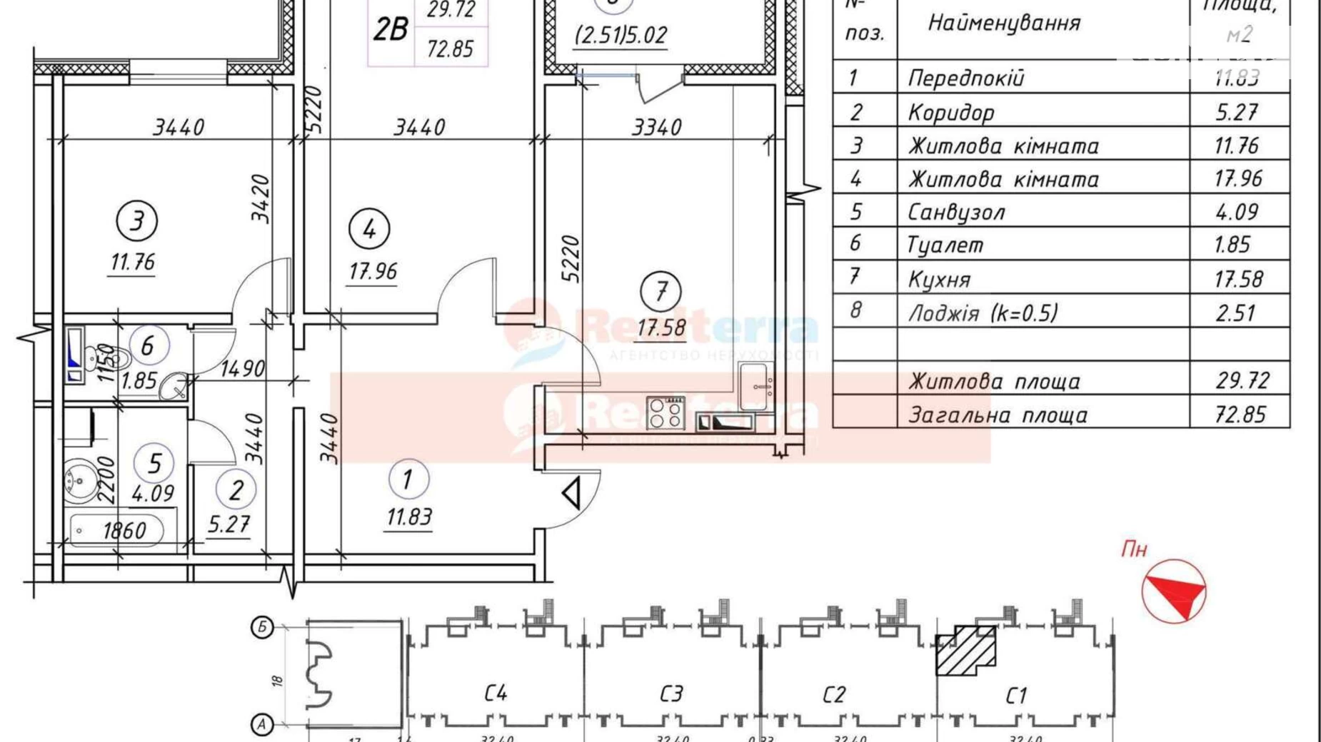 Продается 2-комнатная квартира 72.85 кв. м в Киеве, ул. Ревуцкого, 54 - фото 2