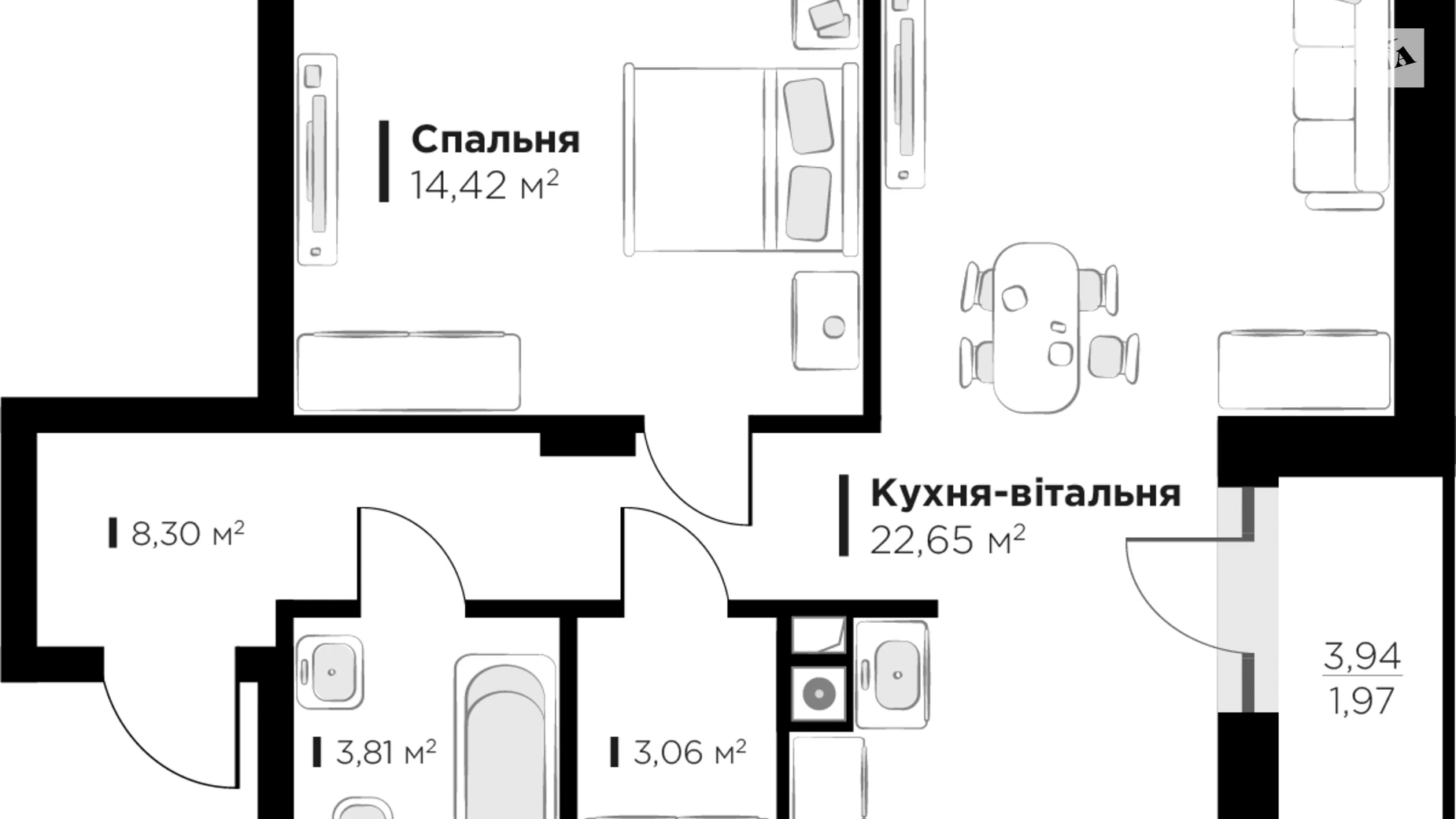 Продается 1-комнатная квартира 49.5 кв. м в Львове, ул. Пасечная, 166