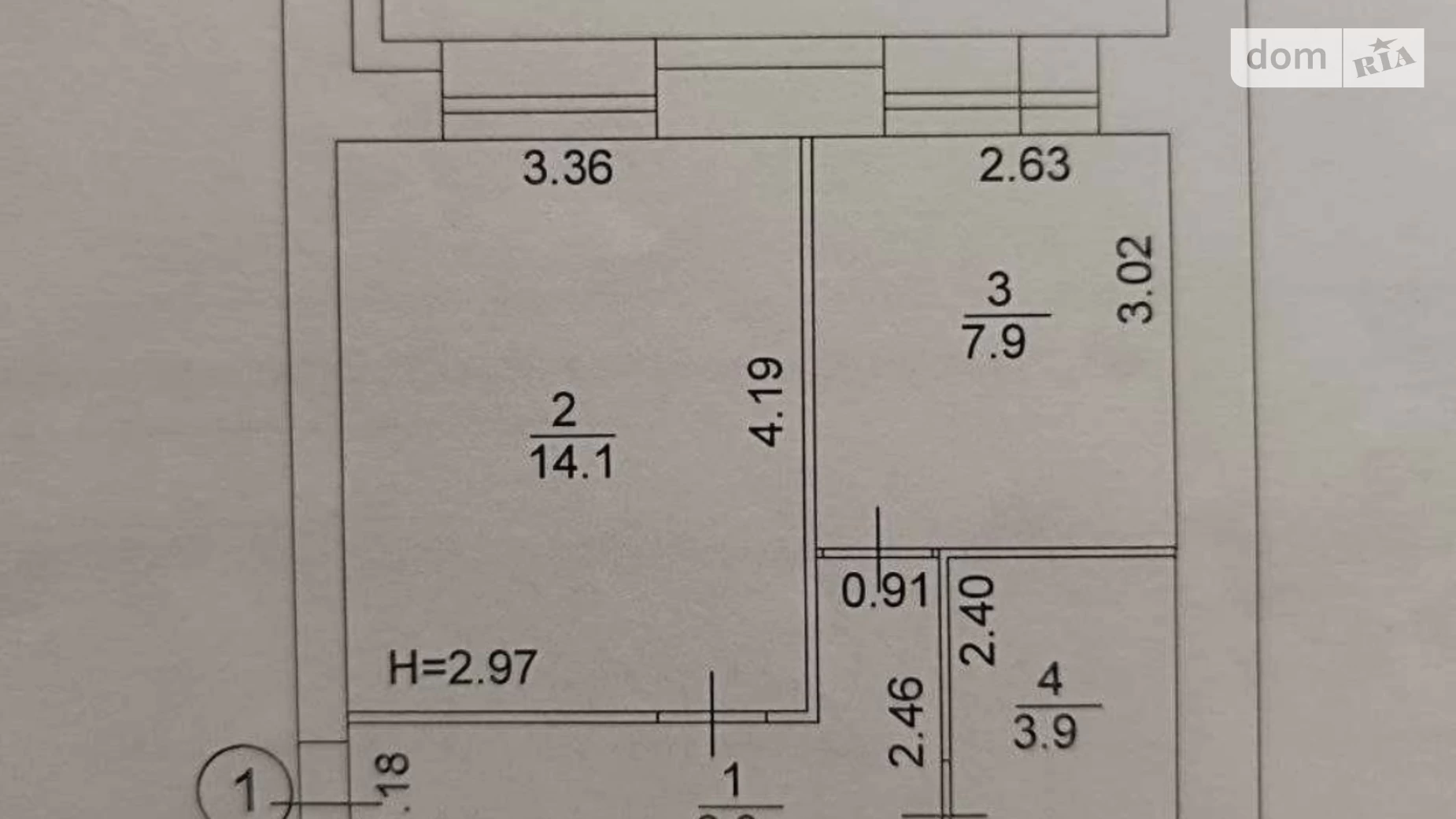 Продається 1-кімнатна квартира 33 кв. м у Харкові, пров. Лосівський, 2Д