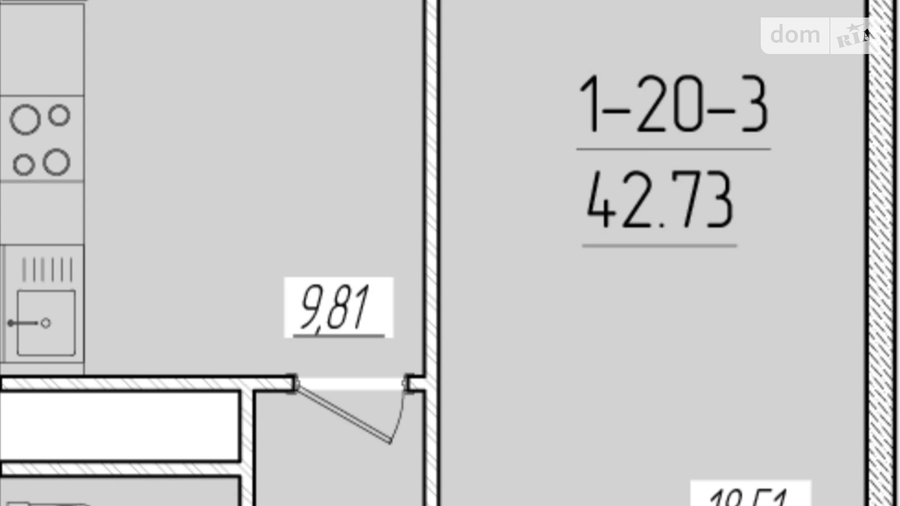 Продается 1-комнатная квартира 42.73 кв. м в Одессе, ул. Краснова, 3/66 - фото 2