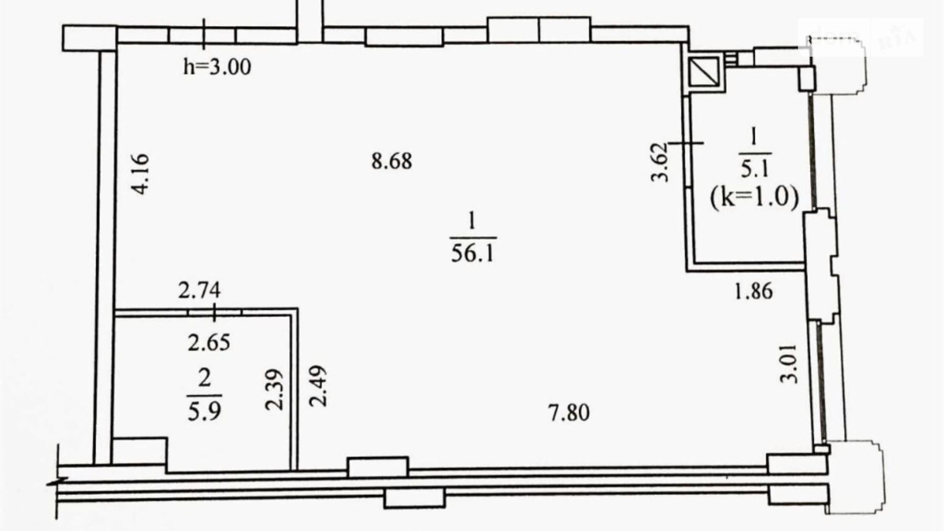 Продается 3-комнатная квартира 67.1 кв. м в Днепре, ул. Костомаровская, 1А