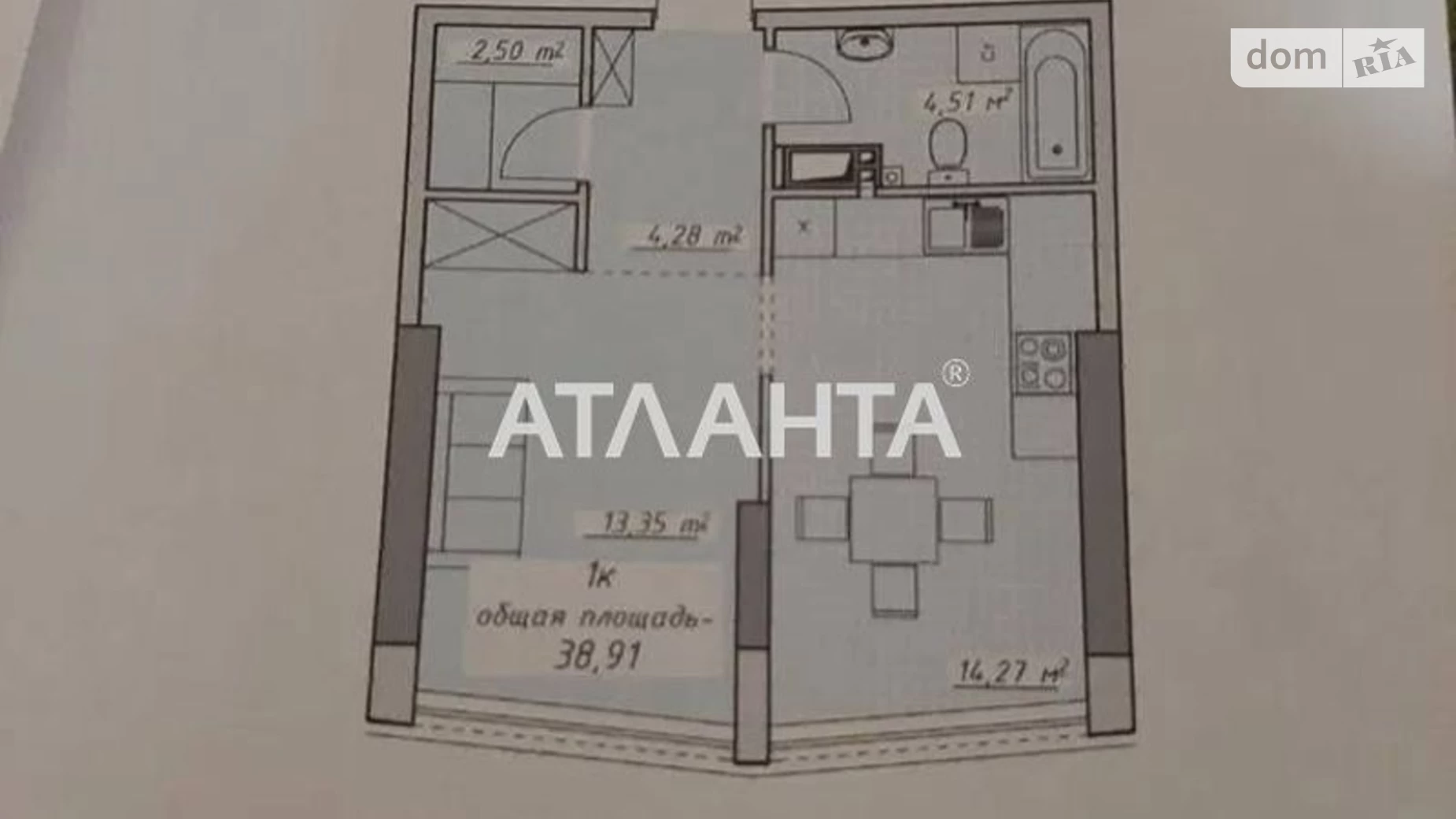 Продається 1-кімнатна квартира 38.9 кв. м у Одесі, пров. Курортний