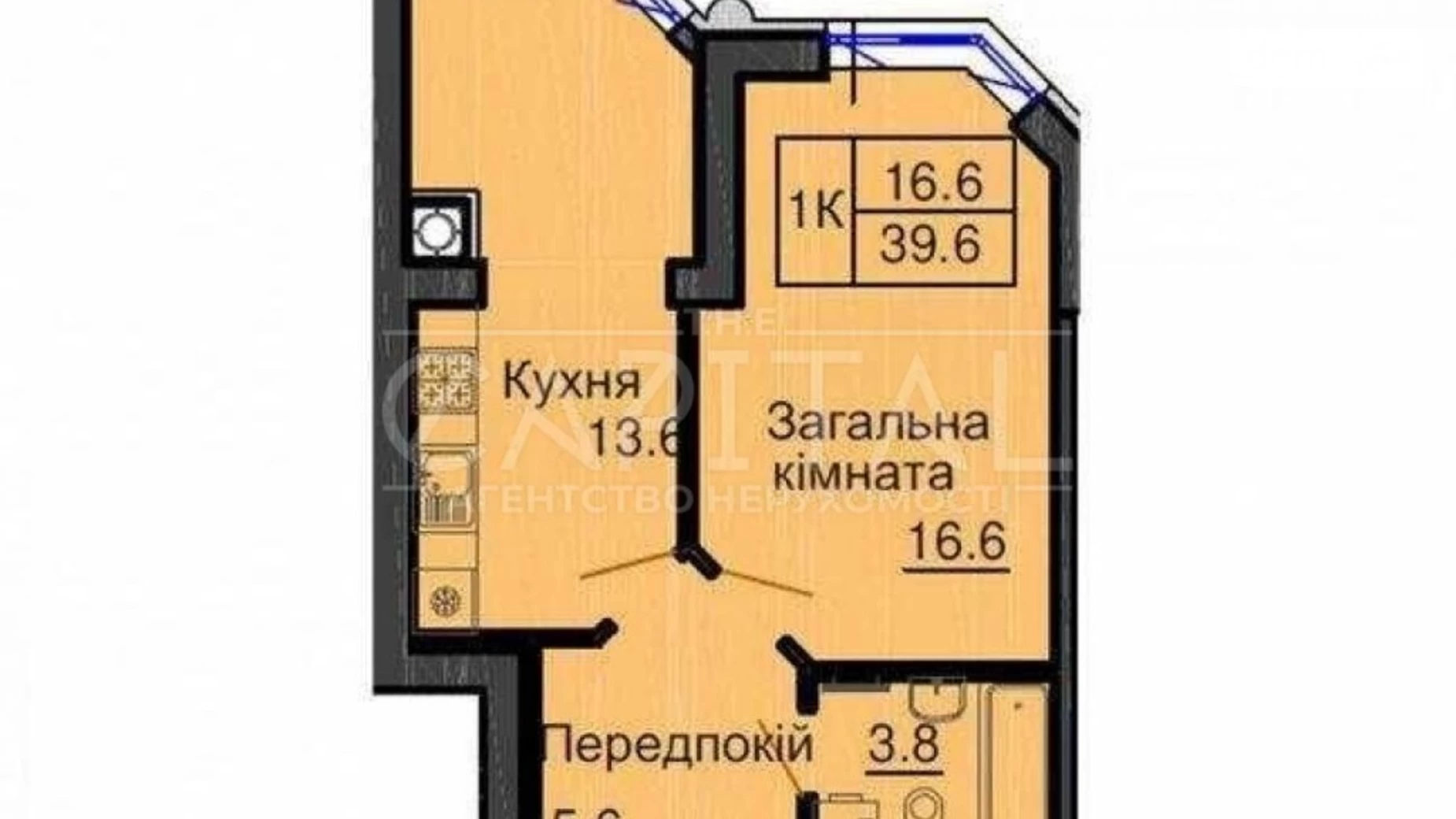 Продається 1-кімнатна квартира 39.8 кв. м у Софіївській Борщагівці, вул. Миру