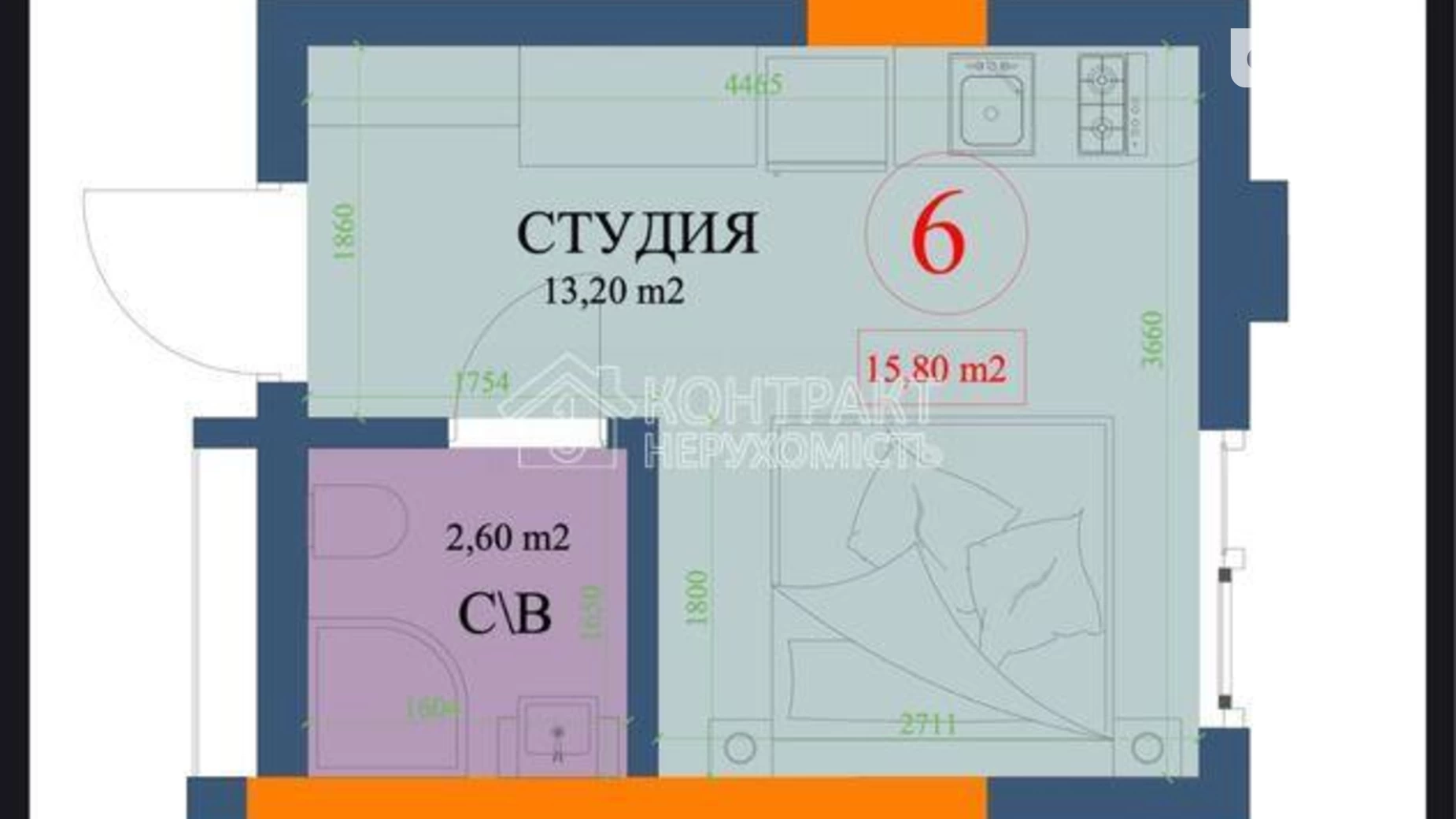 Продается 1-комнатная квартира 17 кв. м в Харькове, ул. Куликовская - фото 4