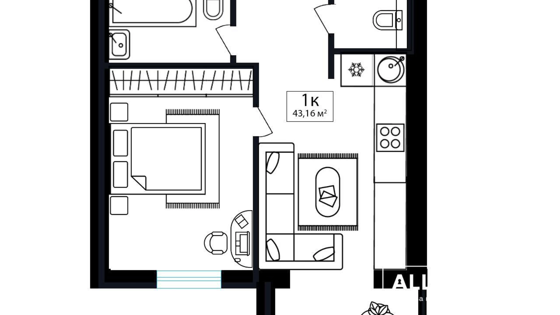 Продается 1-комнатная квартира 43.1 кв. м в Ивано-Франковске, ул. Урожайная - фото 2