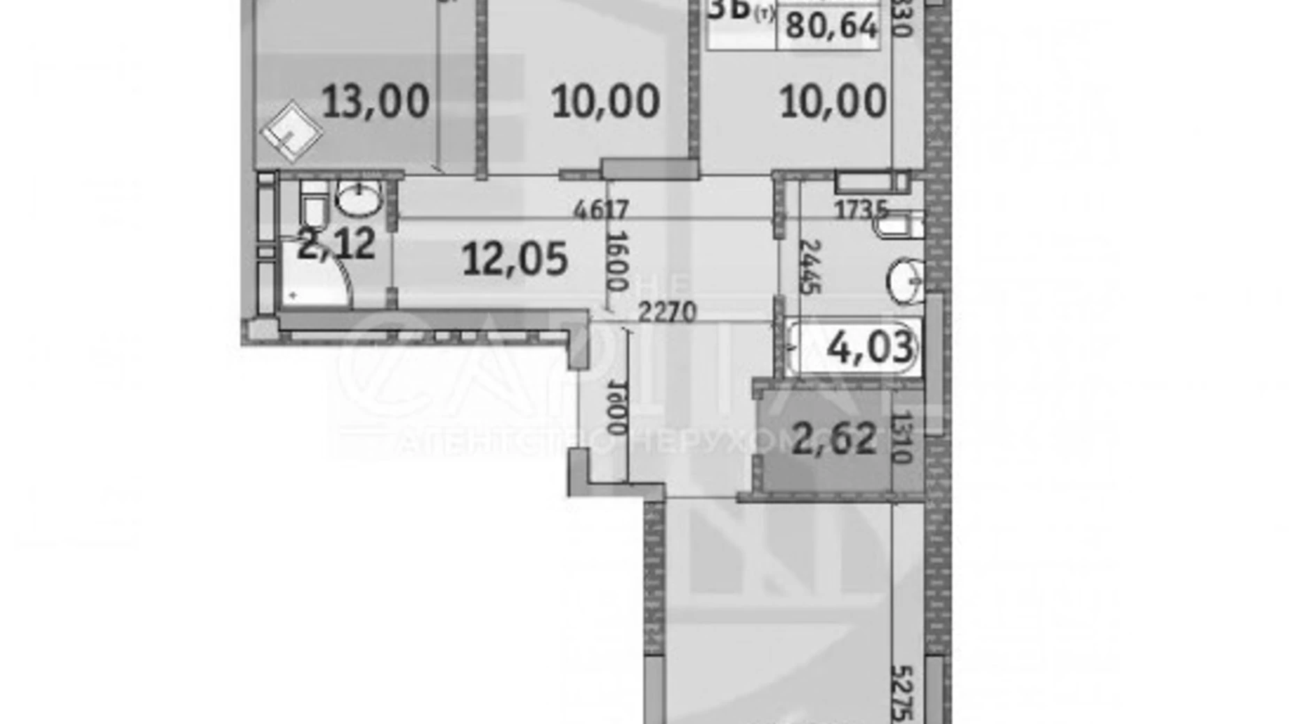 Продается 2-комнатная квартира 81 кв. м в Киеве, ул. Богатырская, 32