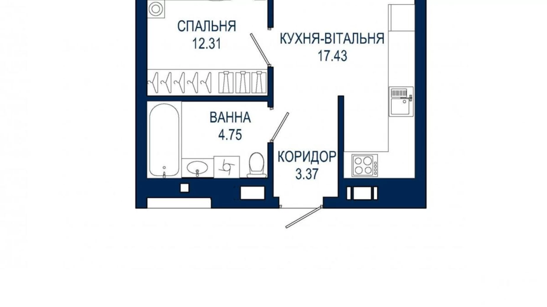 Продается 1-комнатная квартира 38 кв. м в Львове, ул. Зеленая, 151