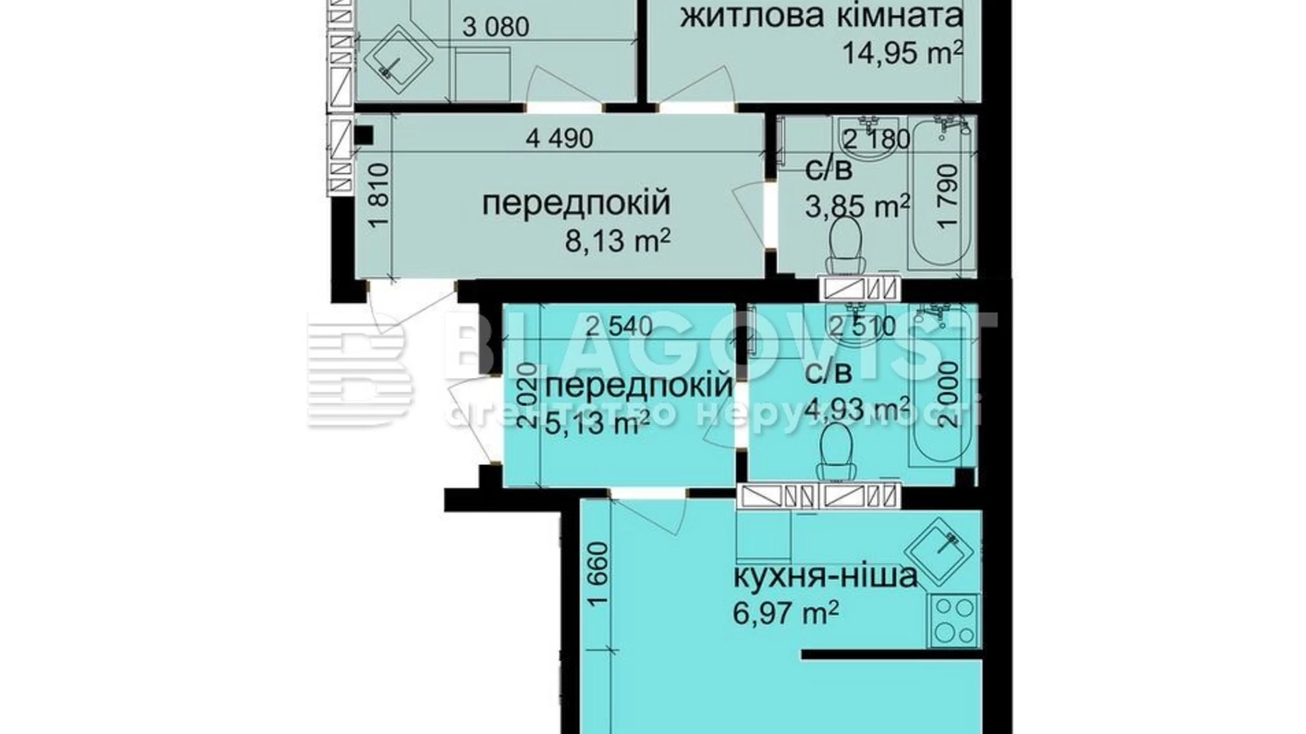 Продается 2-комнатная квартира 77 кв. м в Киеве, ул. Метрологическая, 62