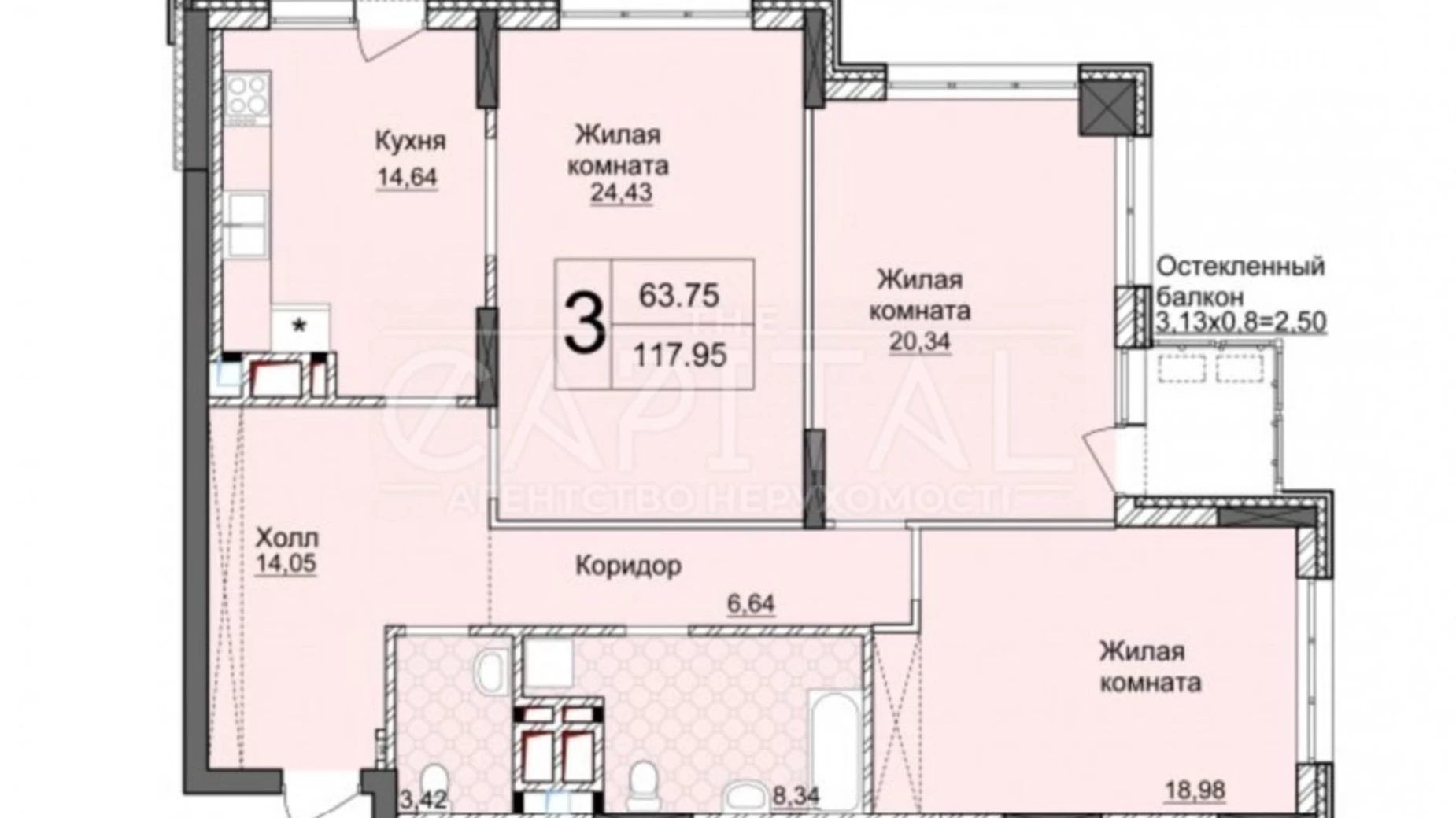 Продается 3-комнатная квартира 118 кв. м в Киеве, ул. Андрея Верхогляда(Драгомирова)