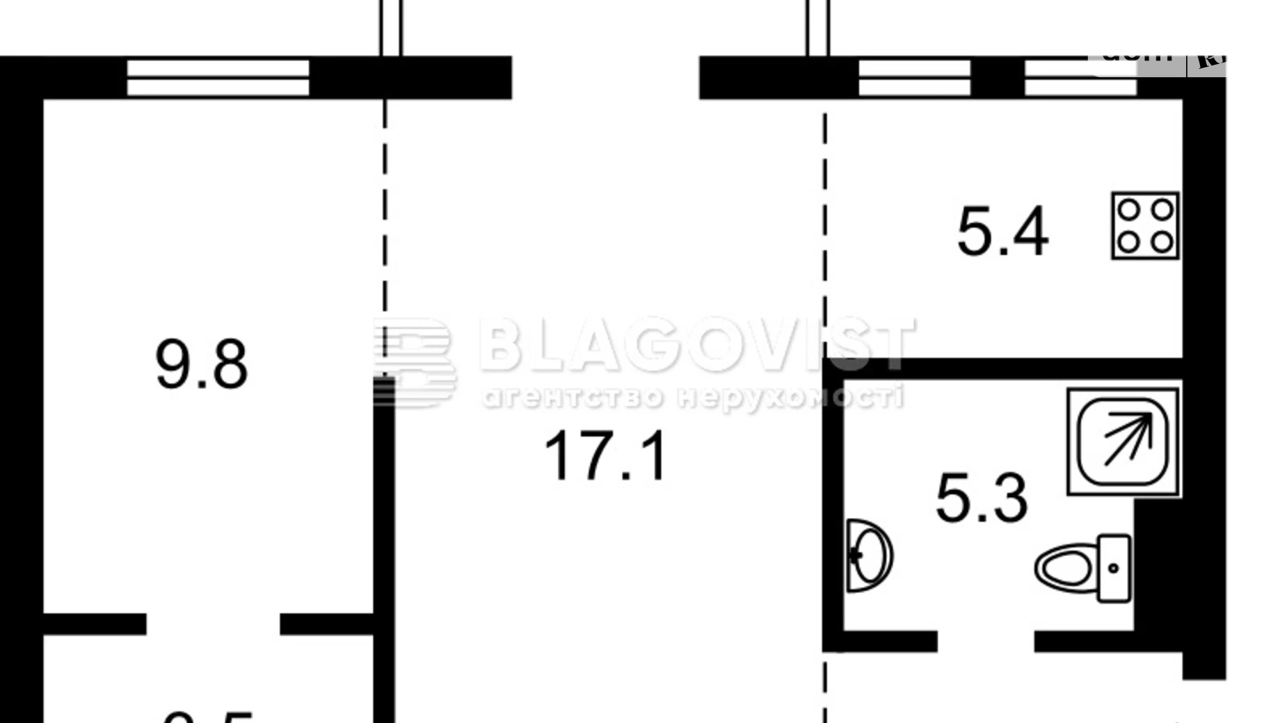 Продається 2-кімнатна квартира 46 кв. м у Києві, вул. Васильківська, 110