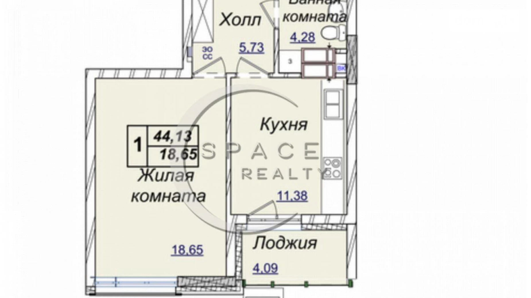 Продается 1-комнатная квартира 44 кв. м в Киеве, ул. Андрея Верхогляда(Драгомирова), 19Б - фото 3
