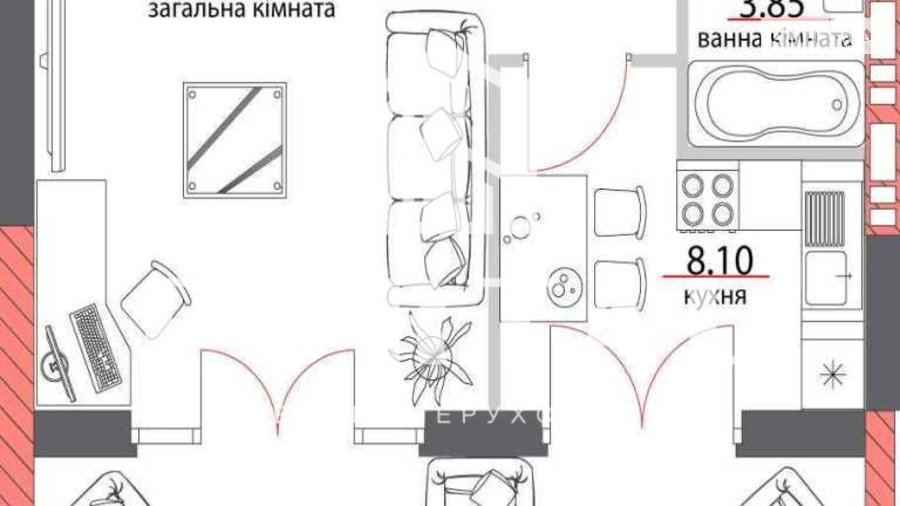 Продается 1-комнатная квартира 51 кв. м в Полтаве, ул. Шевченко