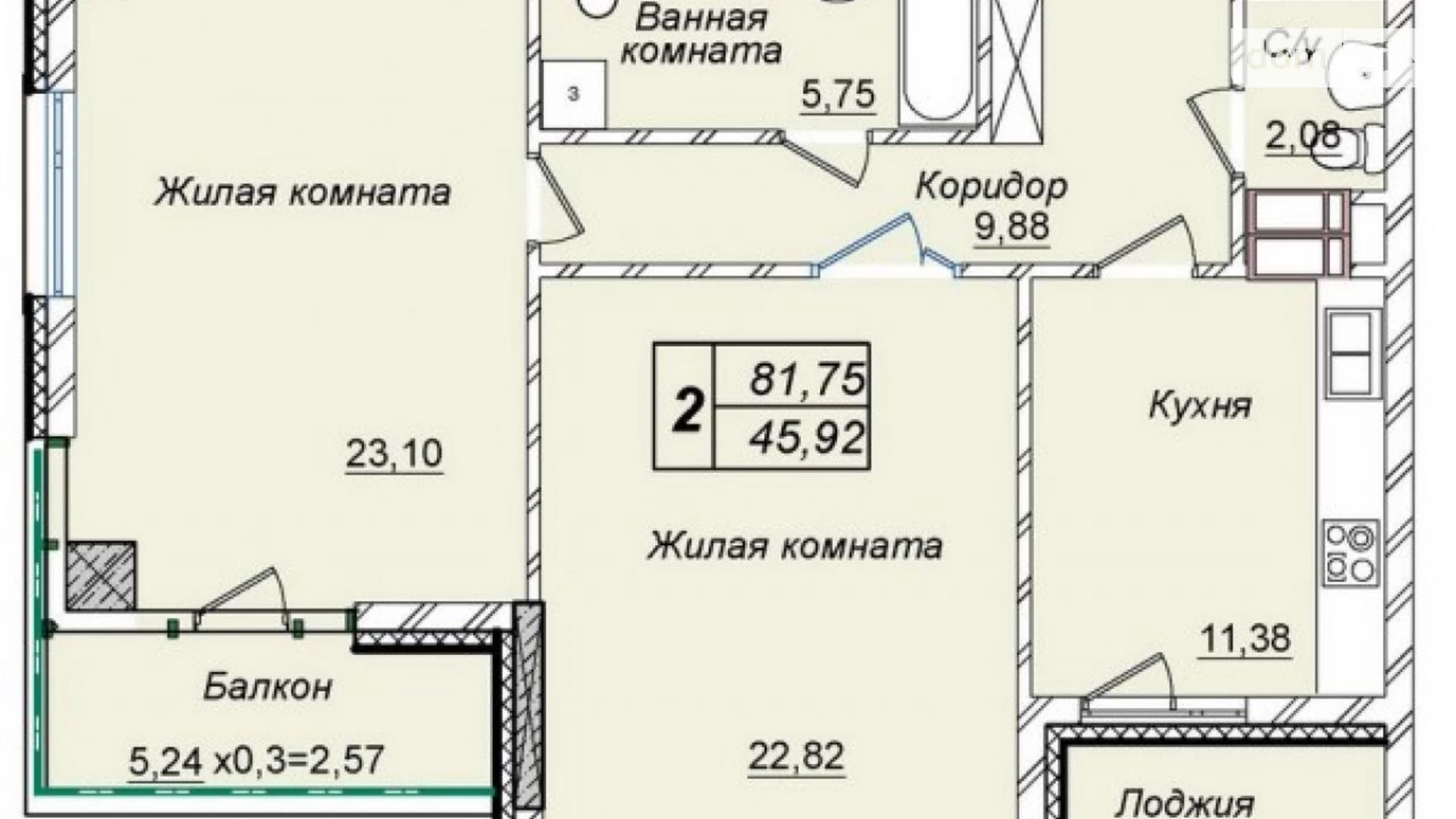Продается 2-комнатная квартира 82 кв. м в Киеве, ул. Андрея Верхогляда(Драгомирова), 11Б