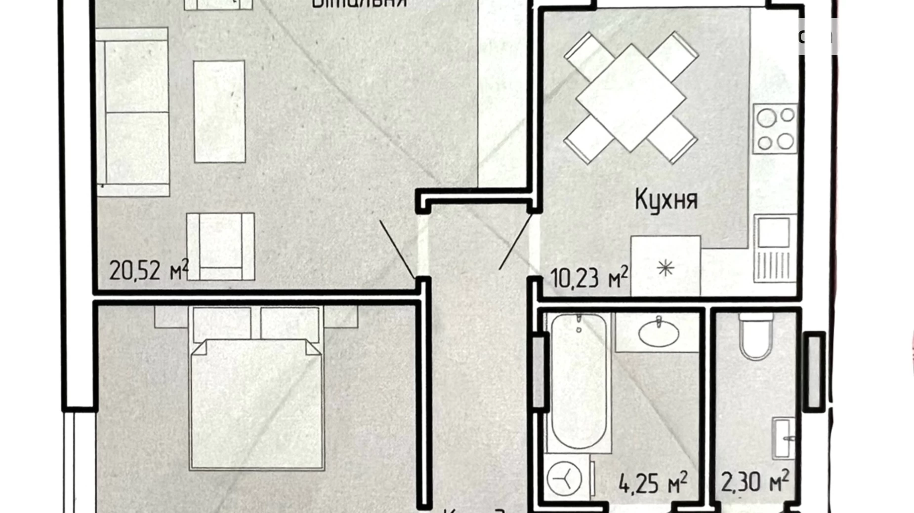 2-комнатная квартира 64.17 кв. м в Тернополе, ул. Над Ставом - фото 4