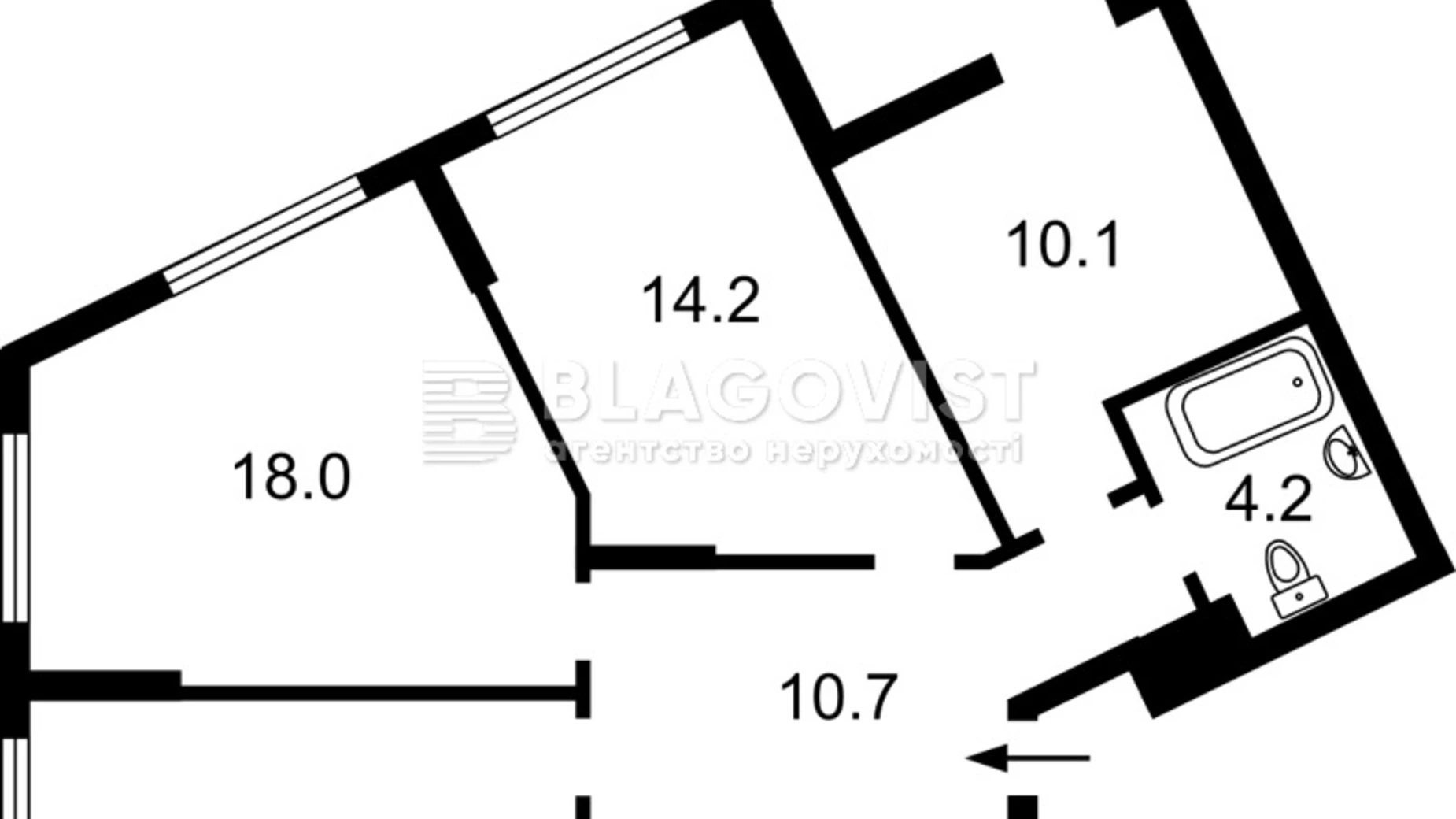 Продается 3-комнатная квартира 76 кв. м в Киеве, ул. Кудрявская, 24А