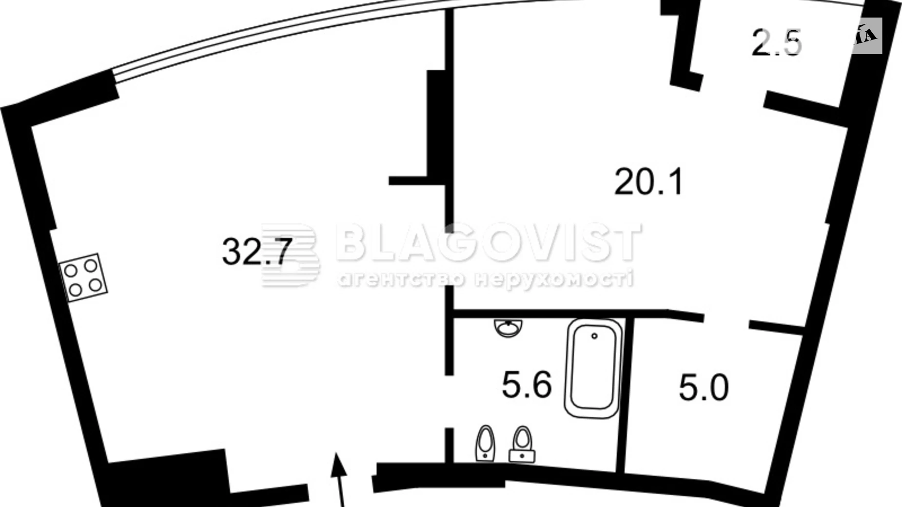 Продается 1-комнатная квартира 79 кв. м в Киеве, ул. Бусловская, 12