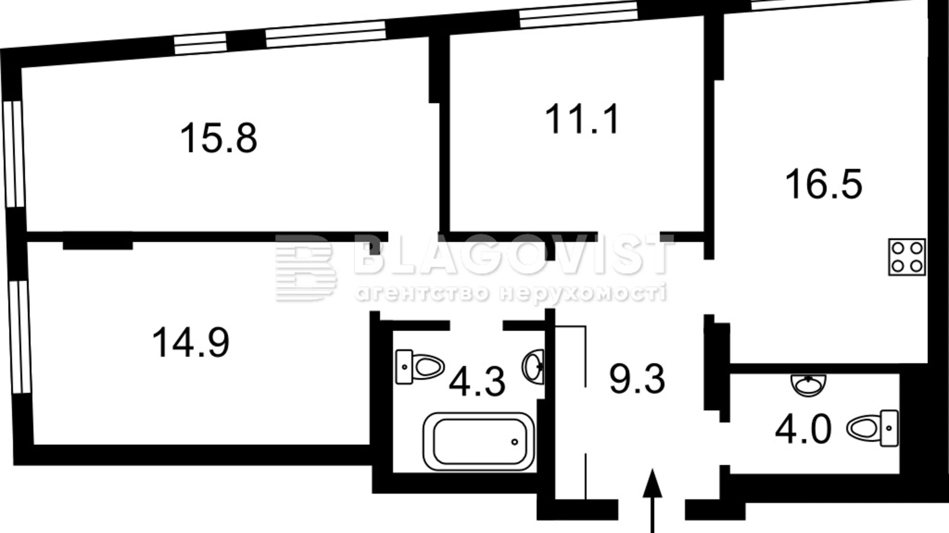 Продається 3-кімнатна квартира 79 кв. м у Києві, Столичне шосе, 1Б