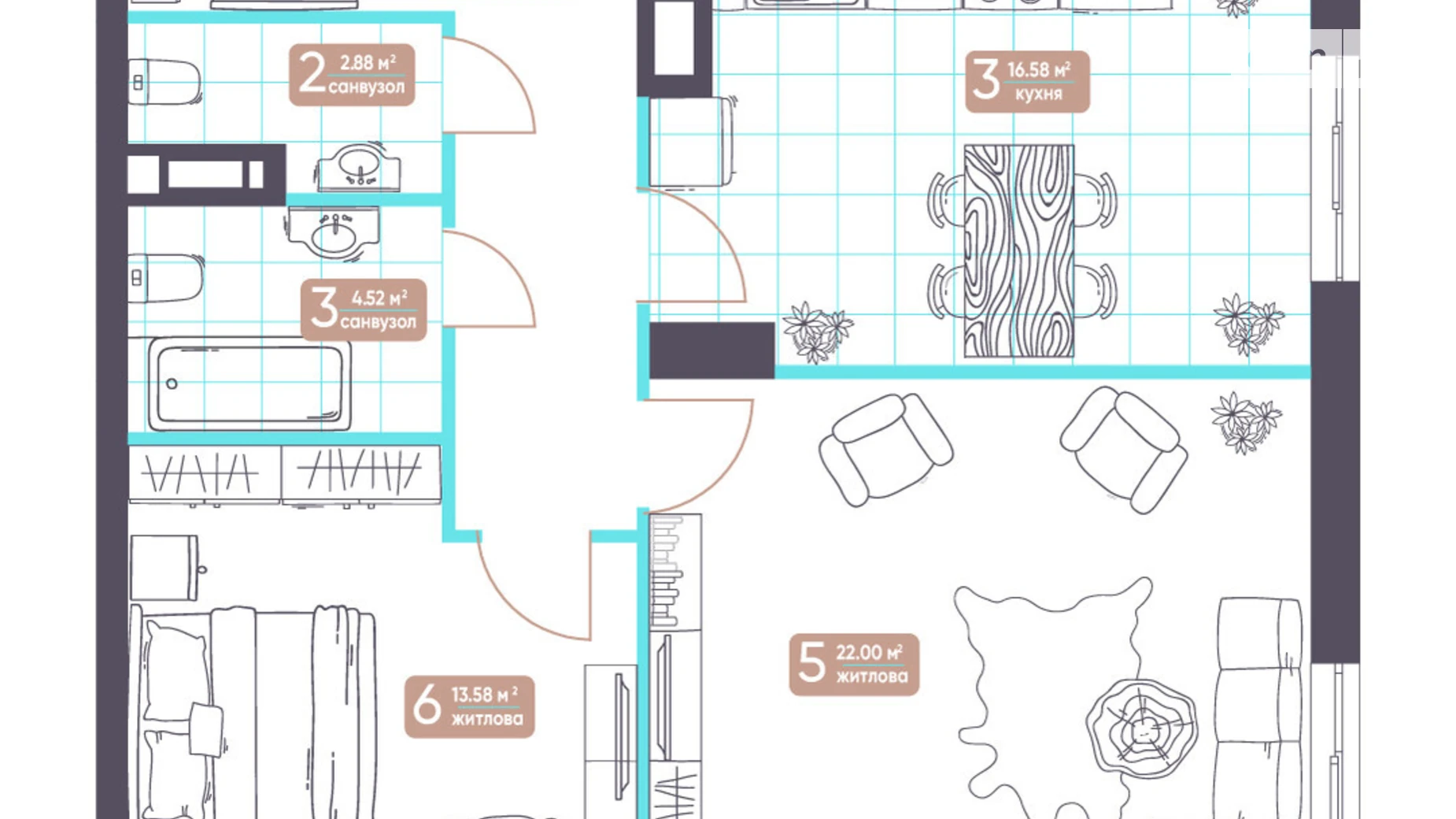 Продається 2-кімнатна квартира 75.92 кв. м у Києві, вул. Академіка Заболотного, 15 - фото 2