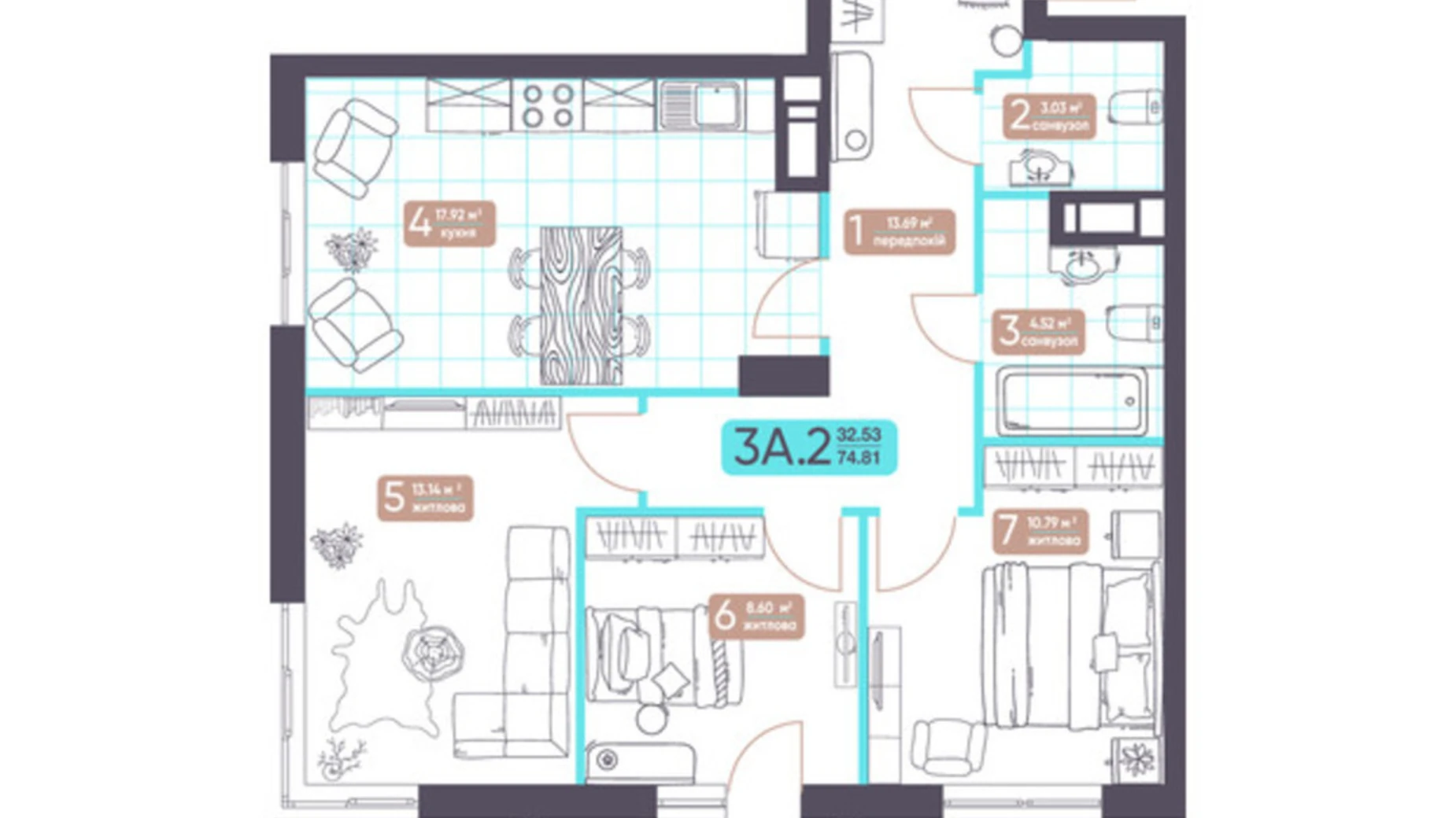 Продается 3-комнатная квартира 74.81 кв. м в Киеве, ул. Академика Заболотного, 15 - фото 2