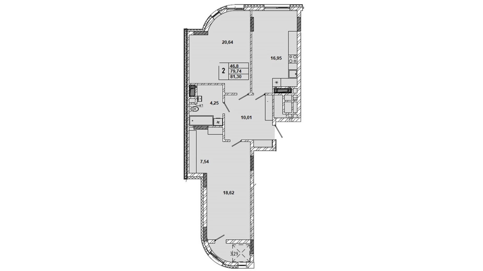 Продается 2-комнатная квартира 81 кв. м в Львове, ул. Миколайчука, 38 - фото 2