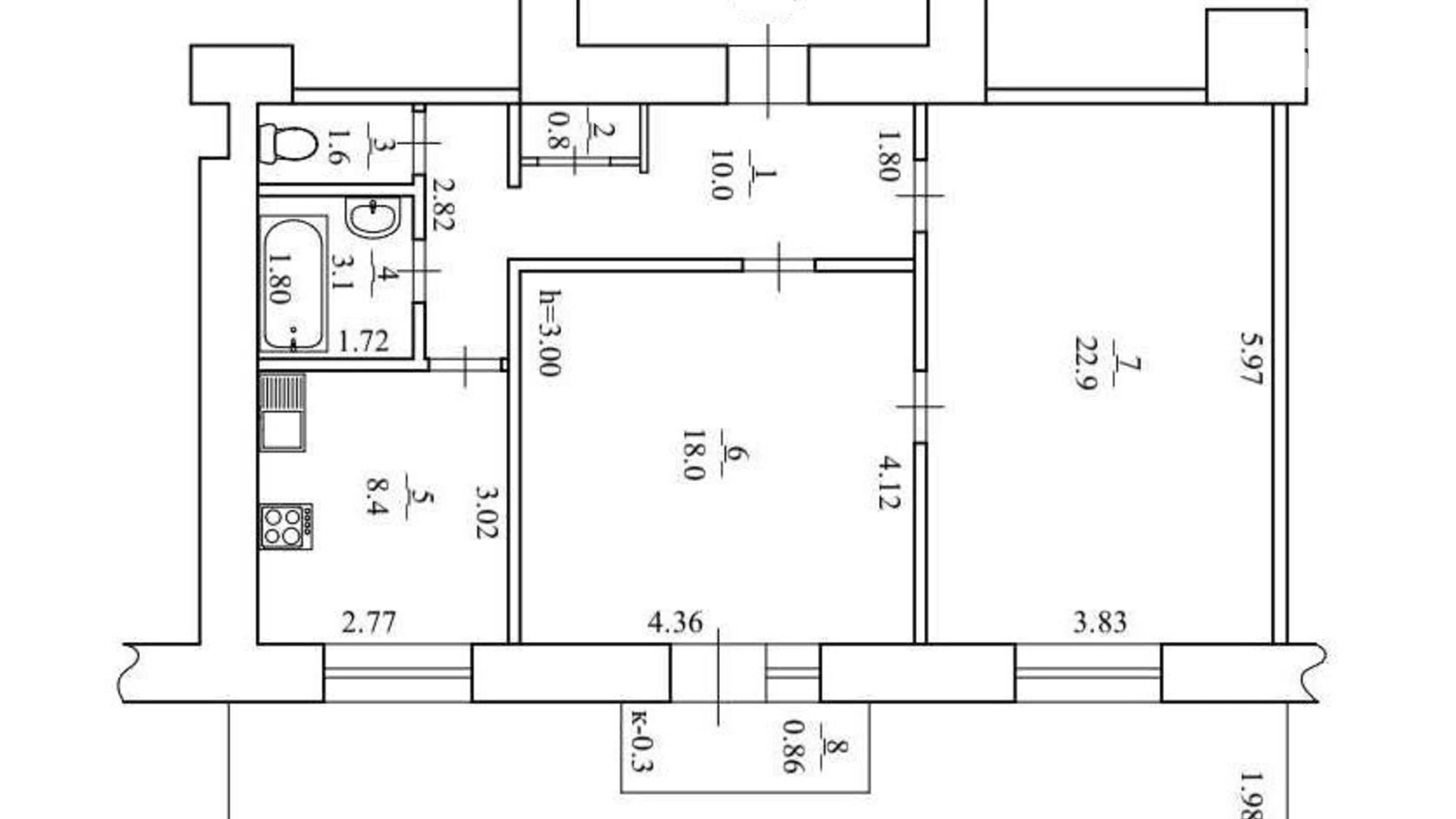 Продается 2-комнатная квартира 65.66 кв. м в Днепре, просп. Яворницкого Дмитрия, 20