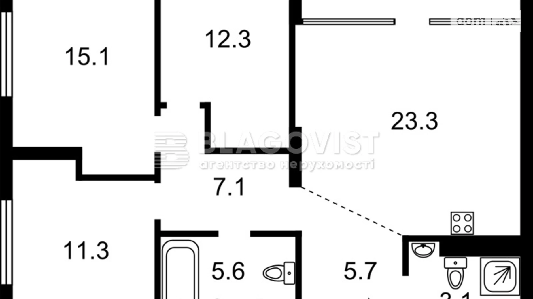 Продается 3-комнатная квартира 91 кв. м в Киеве, наб. Днепровская, 20А