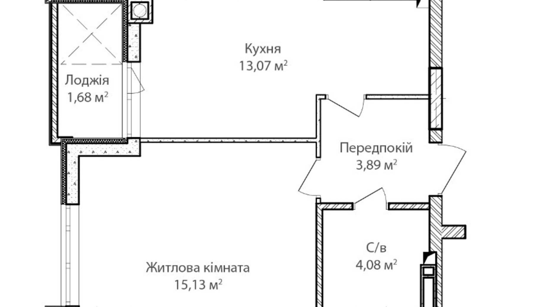 Продается 1-комнатная квартира 39.2 кв. м в Ирпене, ул. Достоевского