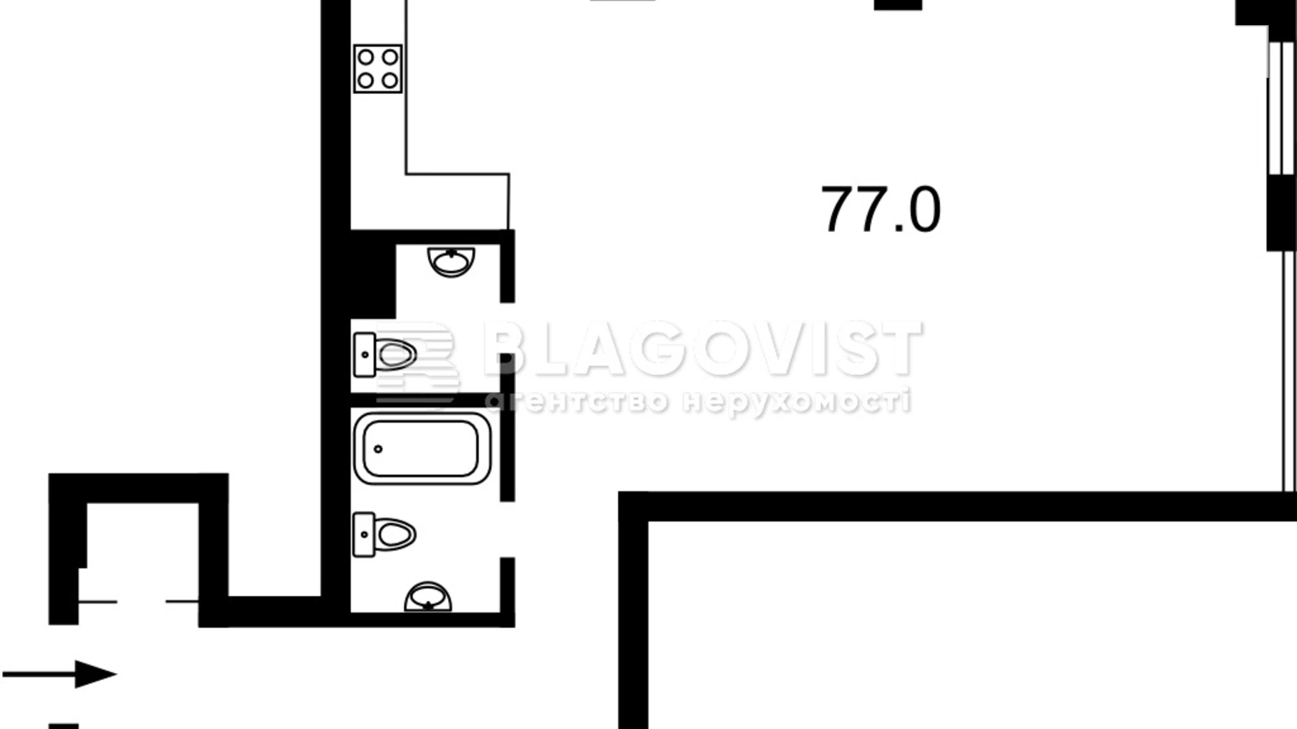 Продается 3-комнатная квартира 77 кв. м в Киеве, ул. Владимирская, 86А