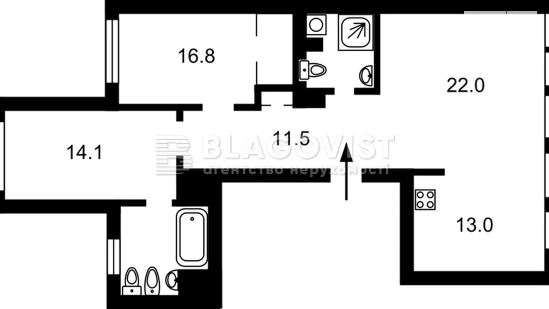 Продается 2-комнатная квартира 100 кв. м в Киеве, ул. Эспланадная, 30