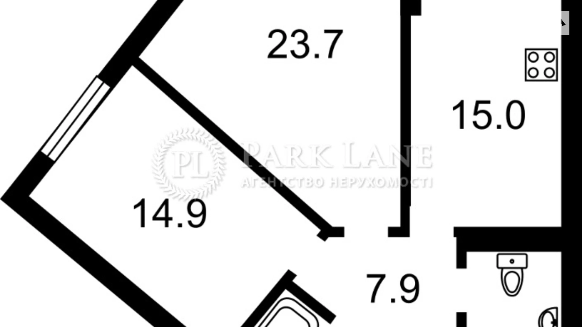 Продается 1-комнатная квартира 71 кв. м в Киеве, ул. Саперное Поле, 12