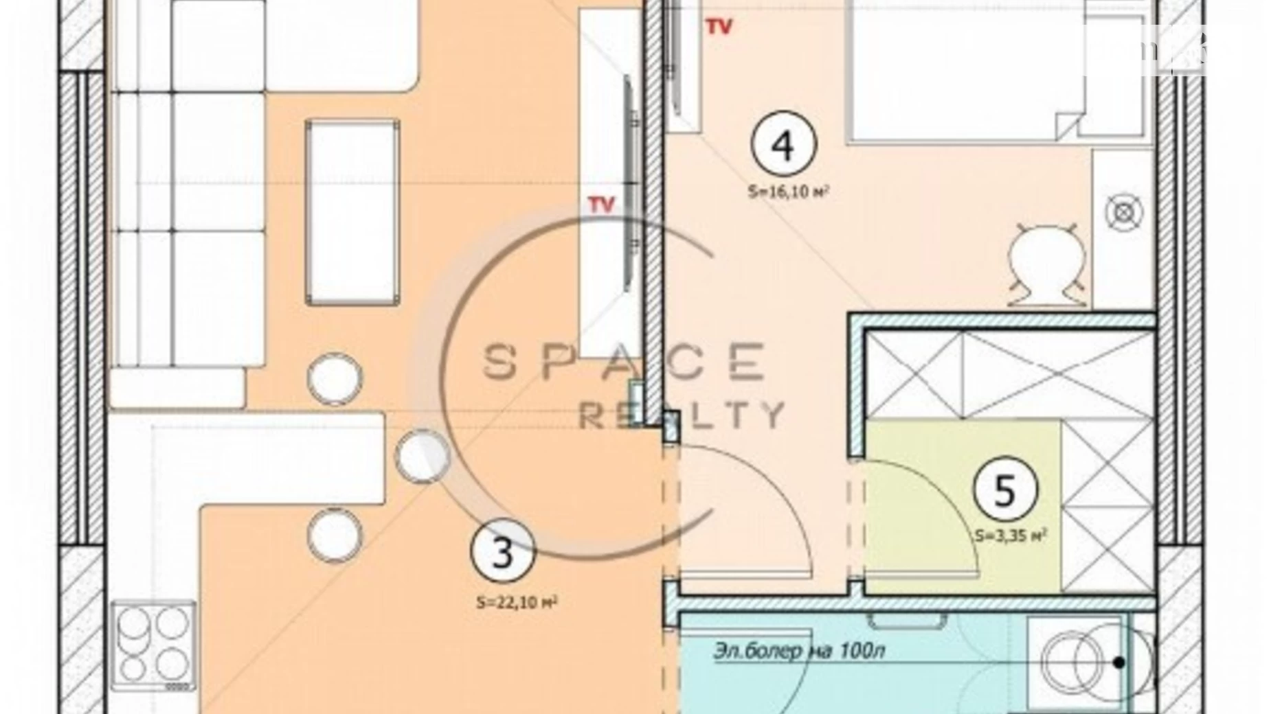 Продается 1-комнатная квартира 55 кв. м в Киеве, ул. Предславинская, 42А - фото 4