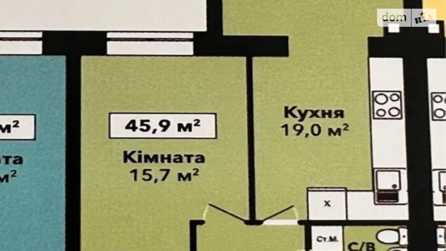 Продается 1-комнатная квартира 46.9 кв. м в Хмельницком, ул. Довженко