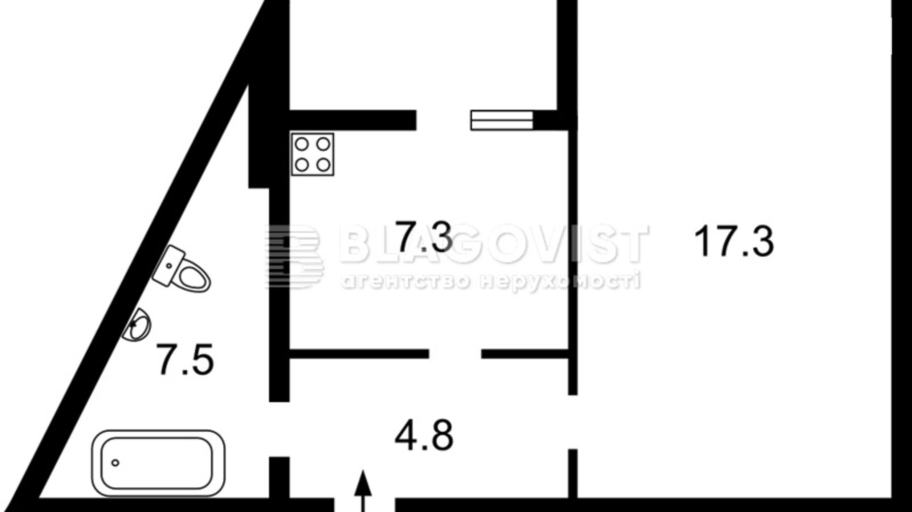 Продается 1-комнатная квартира 39 кв. м в Киеве, ул. Софии Русовой, 1 - фото 2